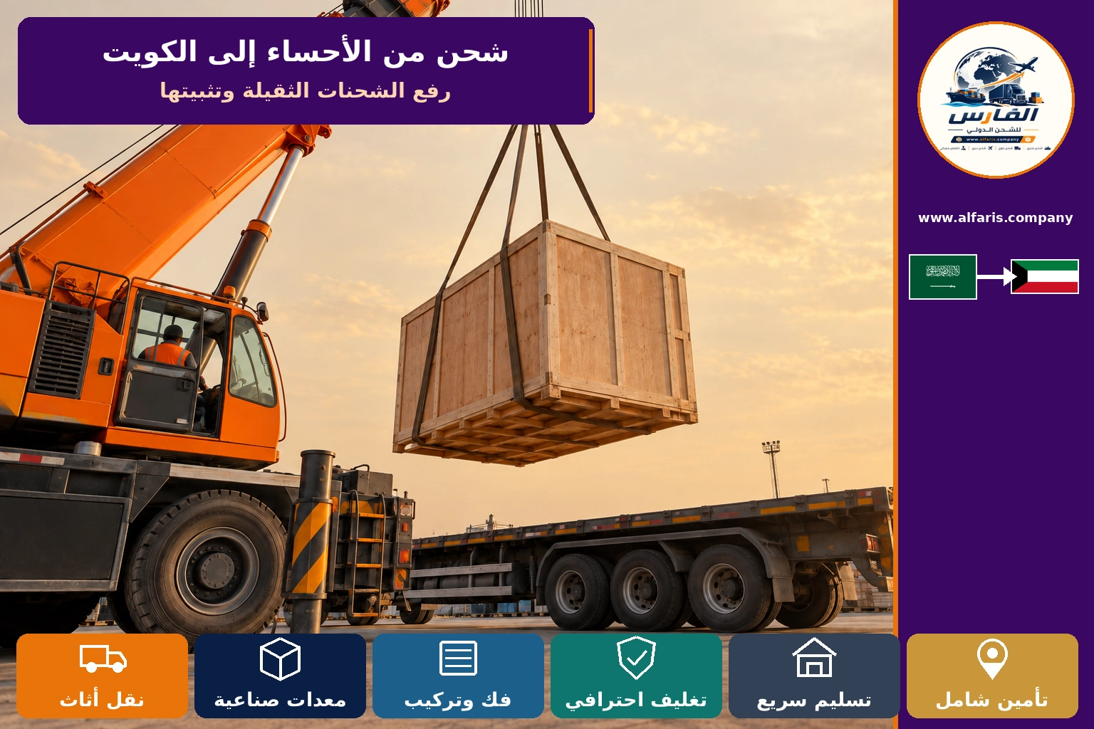 تغليف الأثاث للشحن من الاحساء إلى الكويت