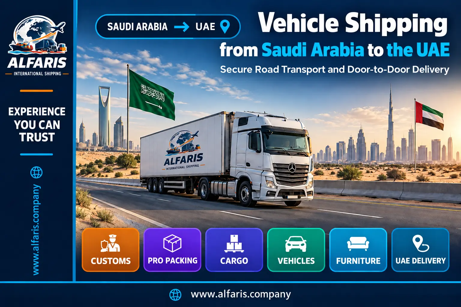 Shipping cars by land from Saudi Arabia to the UAE