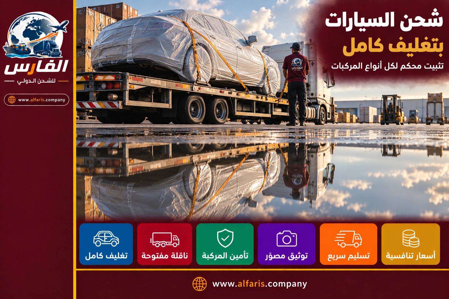 اسعار شحن السيارات الي الامارات والاردن على ناقلة سيارات