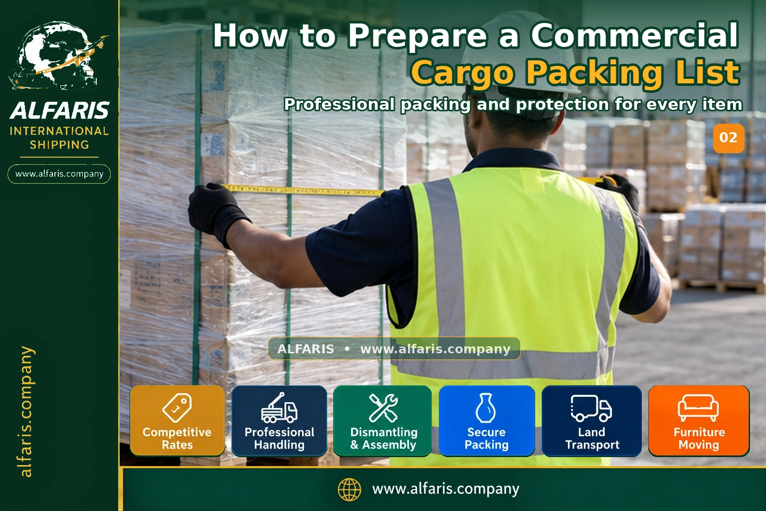 commercial cargo packing list — Preparation and packing