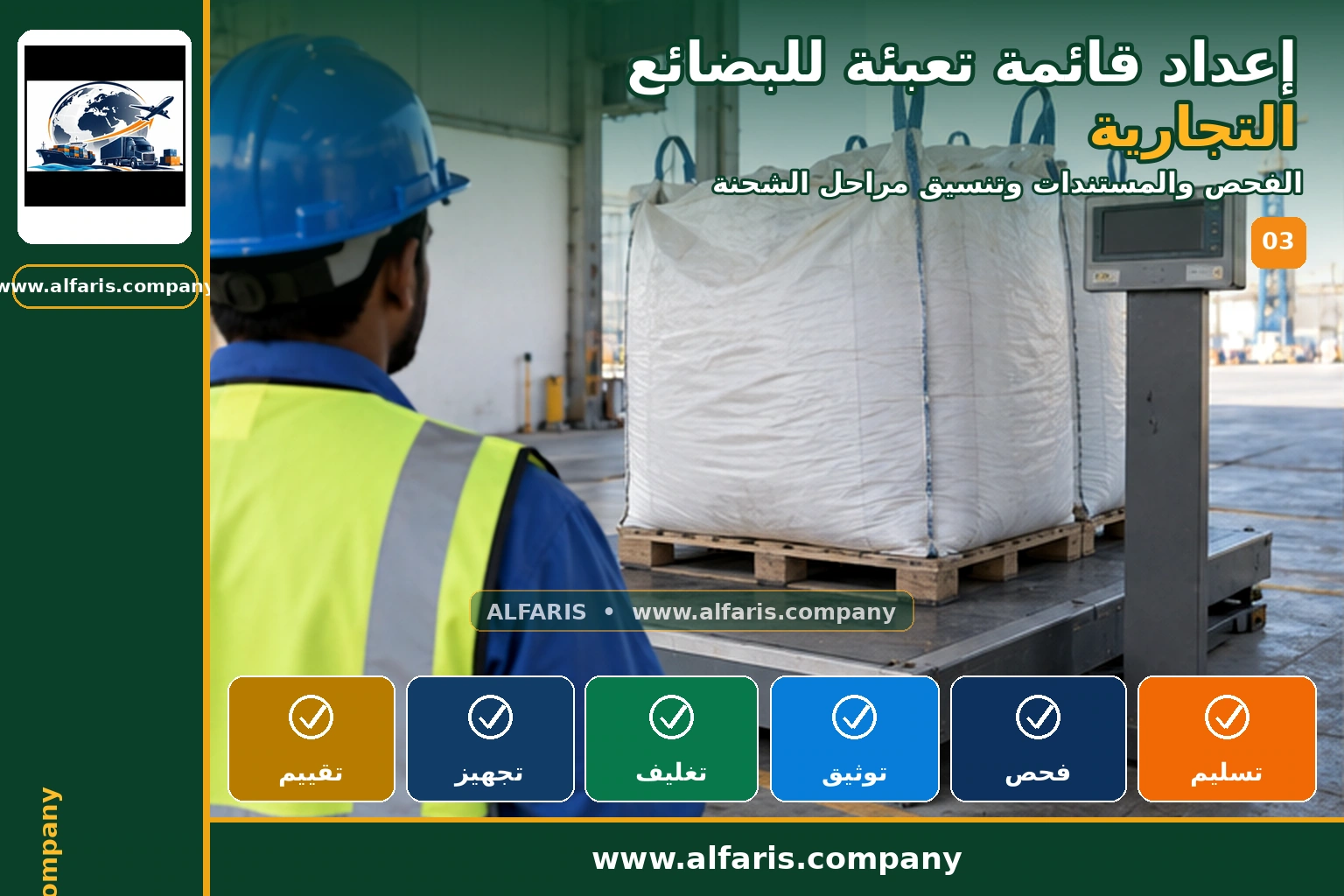 قائمة تعبئة البضائع التجارية — الفحص والتوثيق