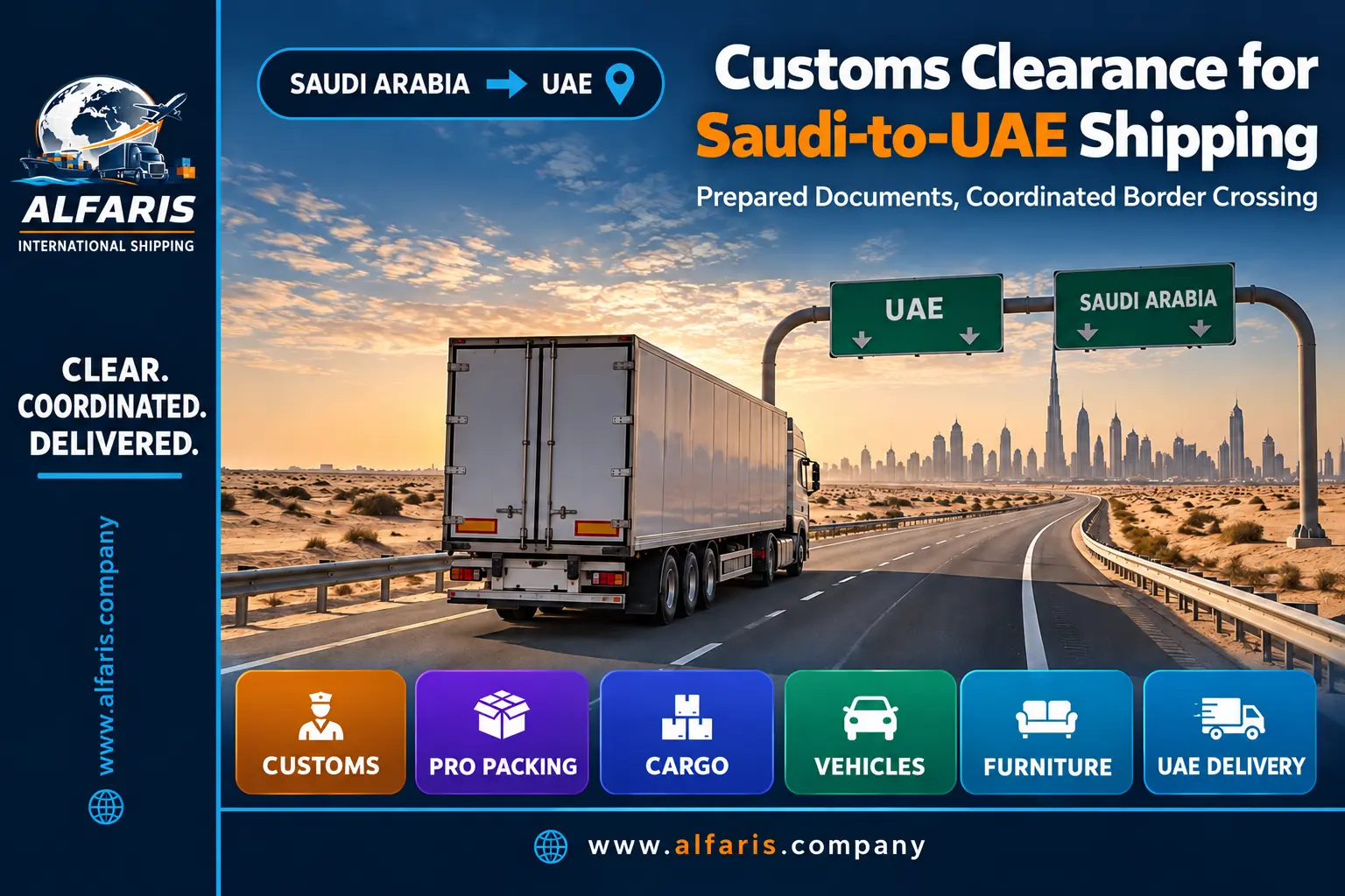 Customs clearance for land freight from Saudi Arabia to the UAE and processing documents