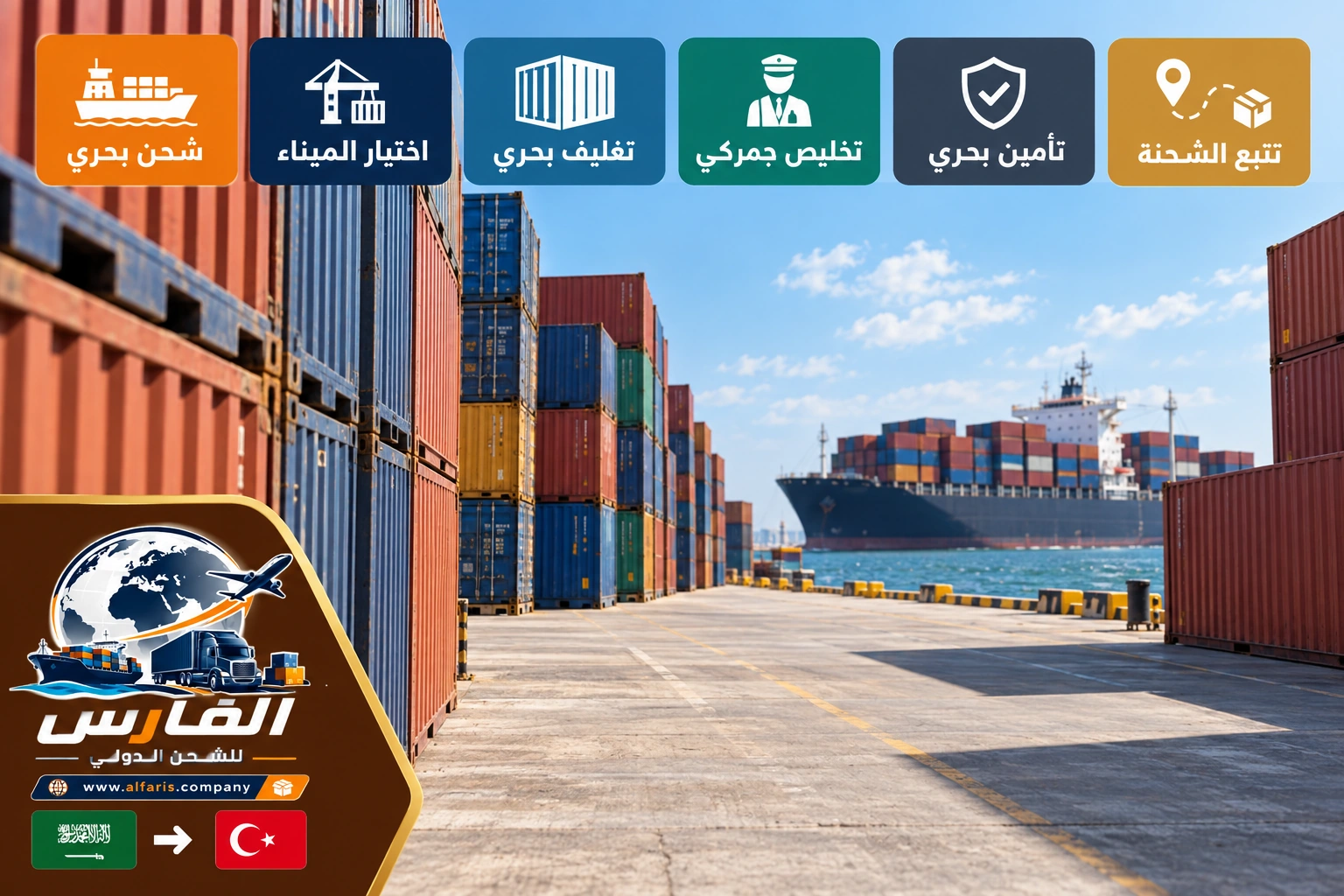 مسار الشحن من الدمام إلى تركيا