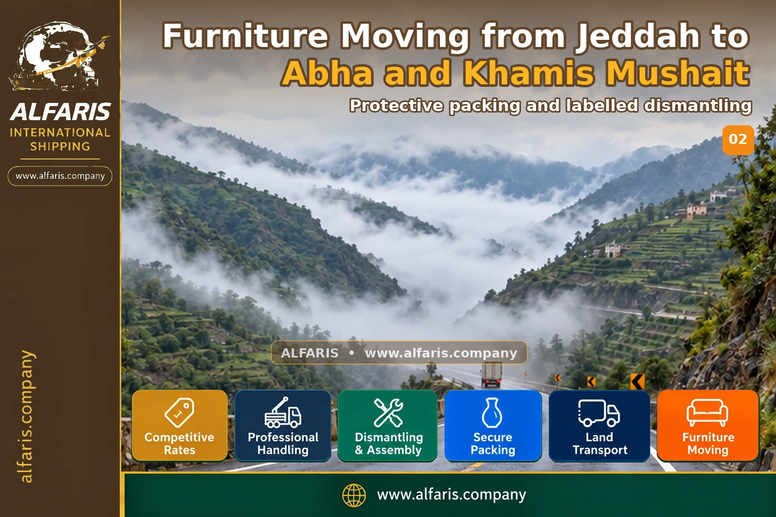 Furniture Moving from Jeddah to Abha and Khamis Mushait — Protective packing and labelled dismantling