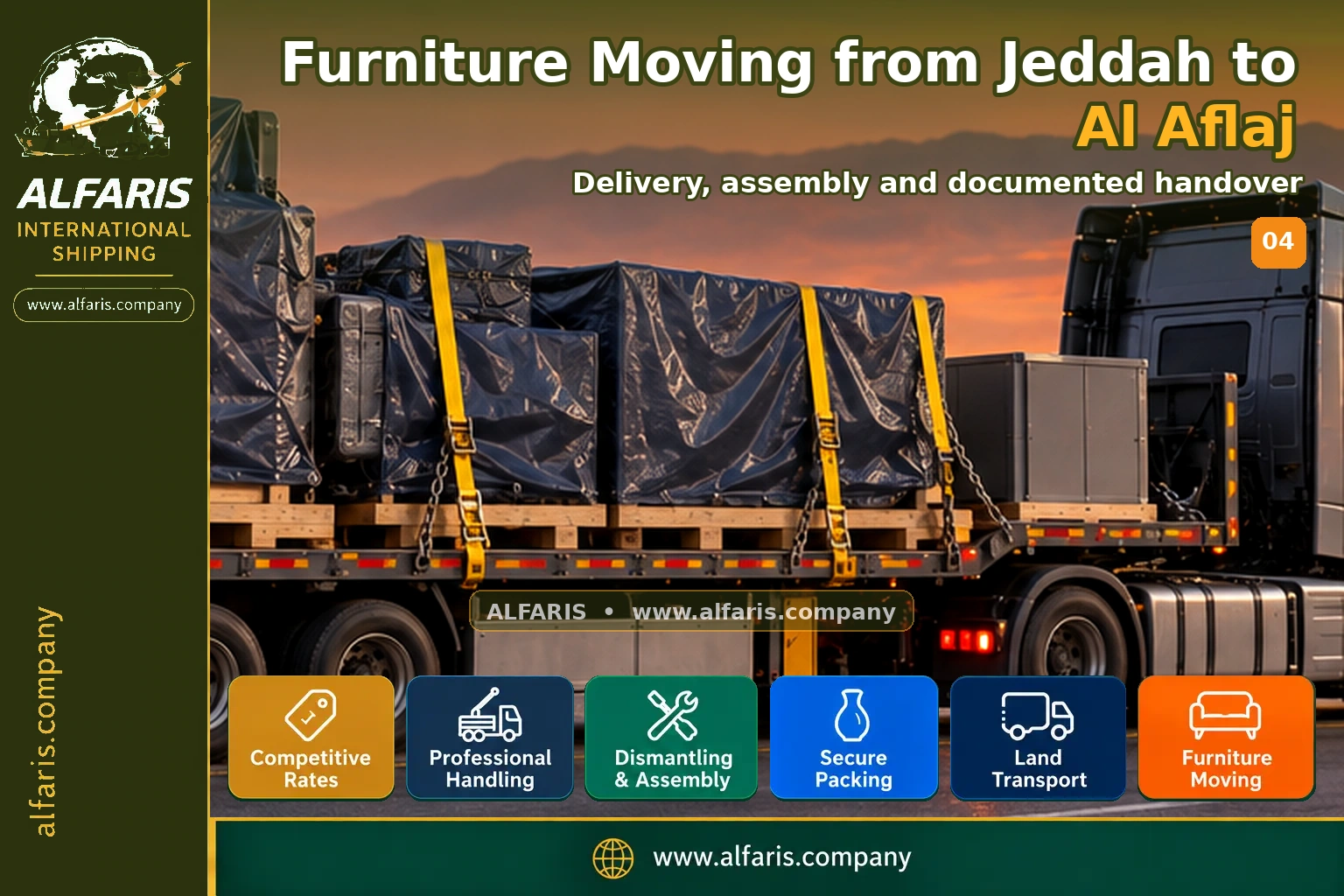 Furniture Moving from Jeddah to Al Aflaj — Delivery, assembly and documented handover
