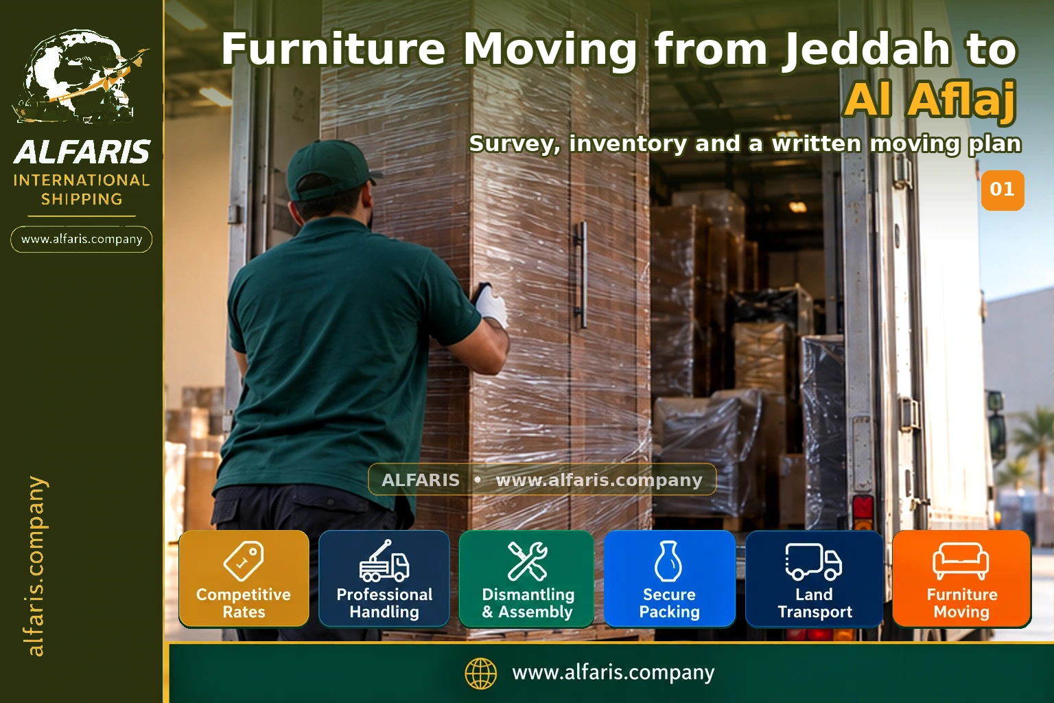 Furniture Moving from Jeddah to Al Aflaj — survey and planning