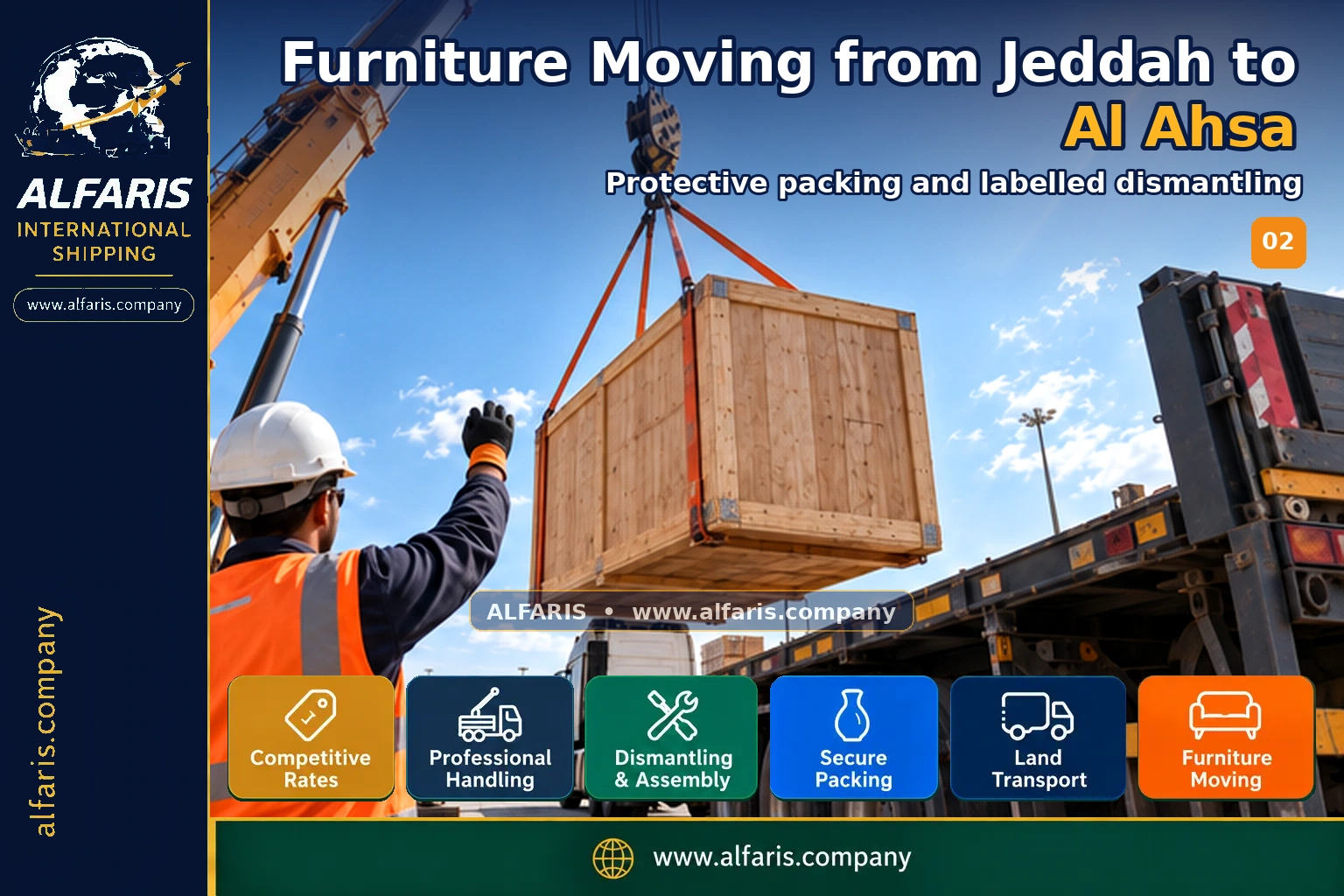 Furniture Moving from Jeddah to Al Ahsa — Protective packing and labelled dismantling Furniture Moving from Jeddah to Al Ahsa — Protective packing and labelled dismantling