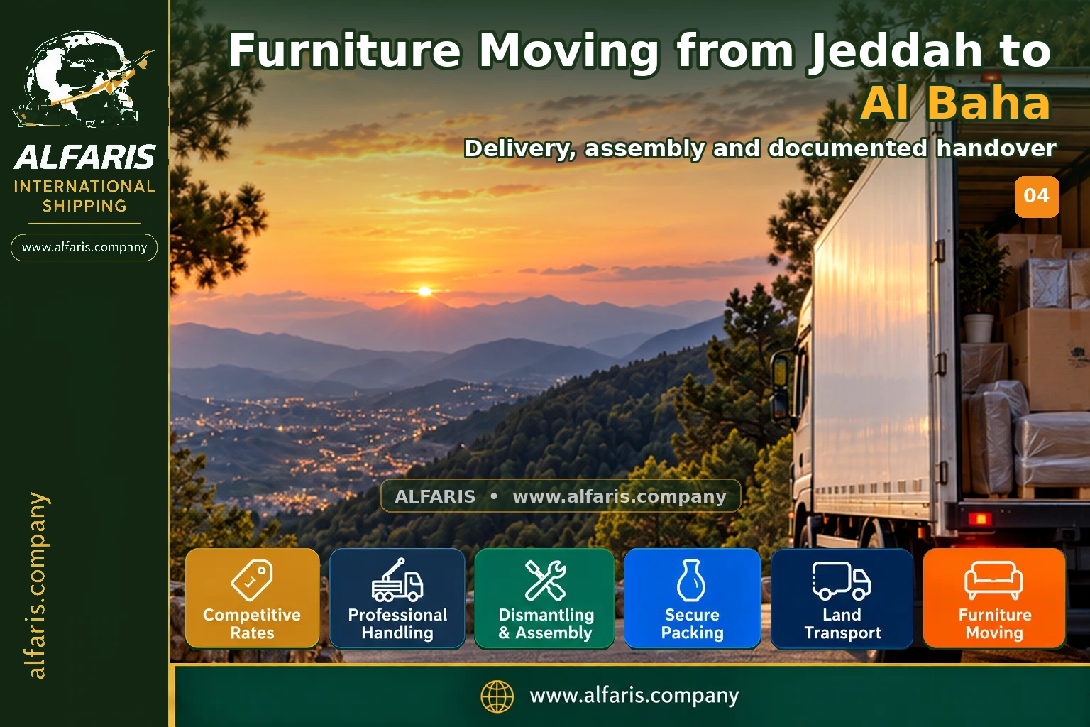 Furniture Moving from Jeddah to Al Baha — Delivery, assembly and documented handover Furniture Moving from Jeddah to Al Baha — Delivery, assembly and documented handover