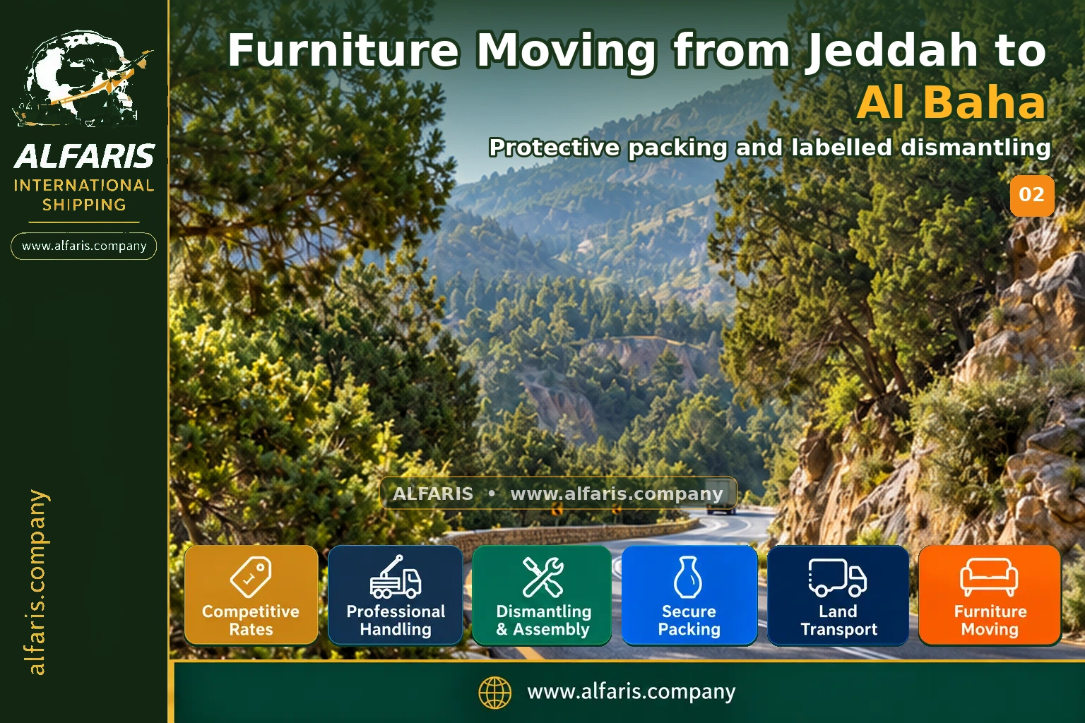 Furniture Moving from Jeddah to Al Baha — Protective packing and labelled dismantling Furniture Moving from Jeddah to Al Baha — Protective packing and labelled dismantling