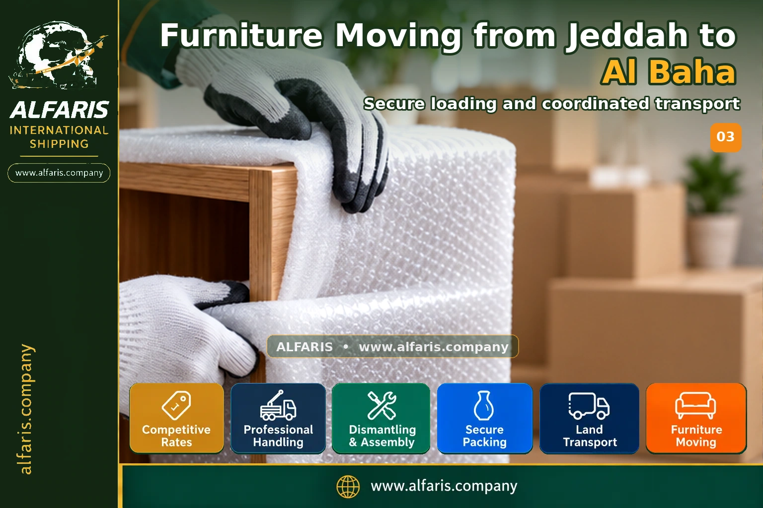 Furniture Moving from Jeddah to Al Baha — Vehicle loading and route coordination Furniture Moving from Jeddah to Al Baha — Vehicle loading and route coordination