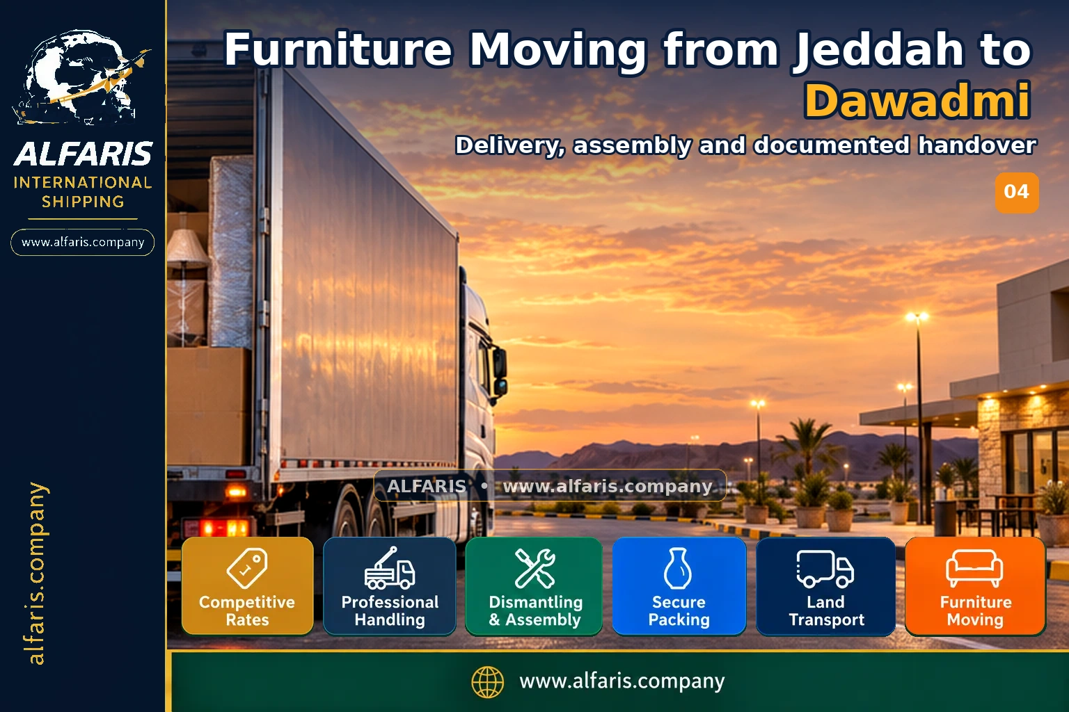 Furniture Moving from Jeddah to Dawadmi — Delivery, assembly and documented handover Furniture Moving from Jeddah to Dawadmi — Delivery, assembly and documented handover