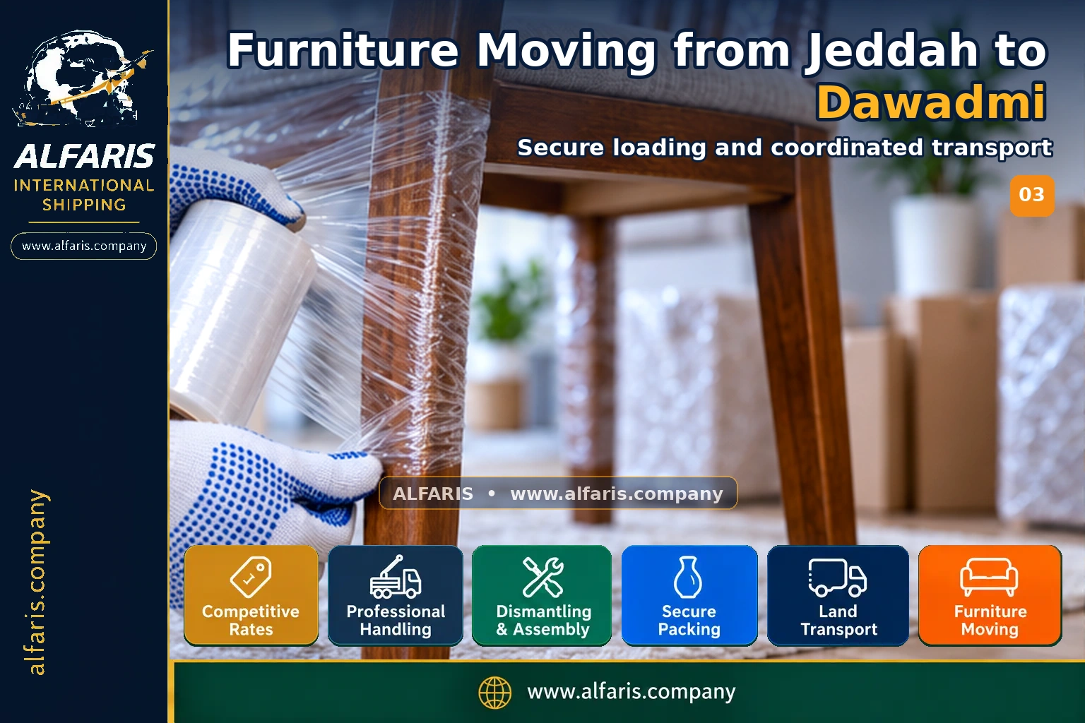 Furniture Moving from Jeddah to Dawadmi — Vehicle loading and route coordination Furniture Moving from Jeddah to Dawadmi — Vehicle loading and route coordination
