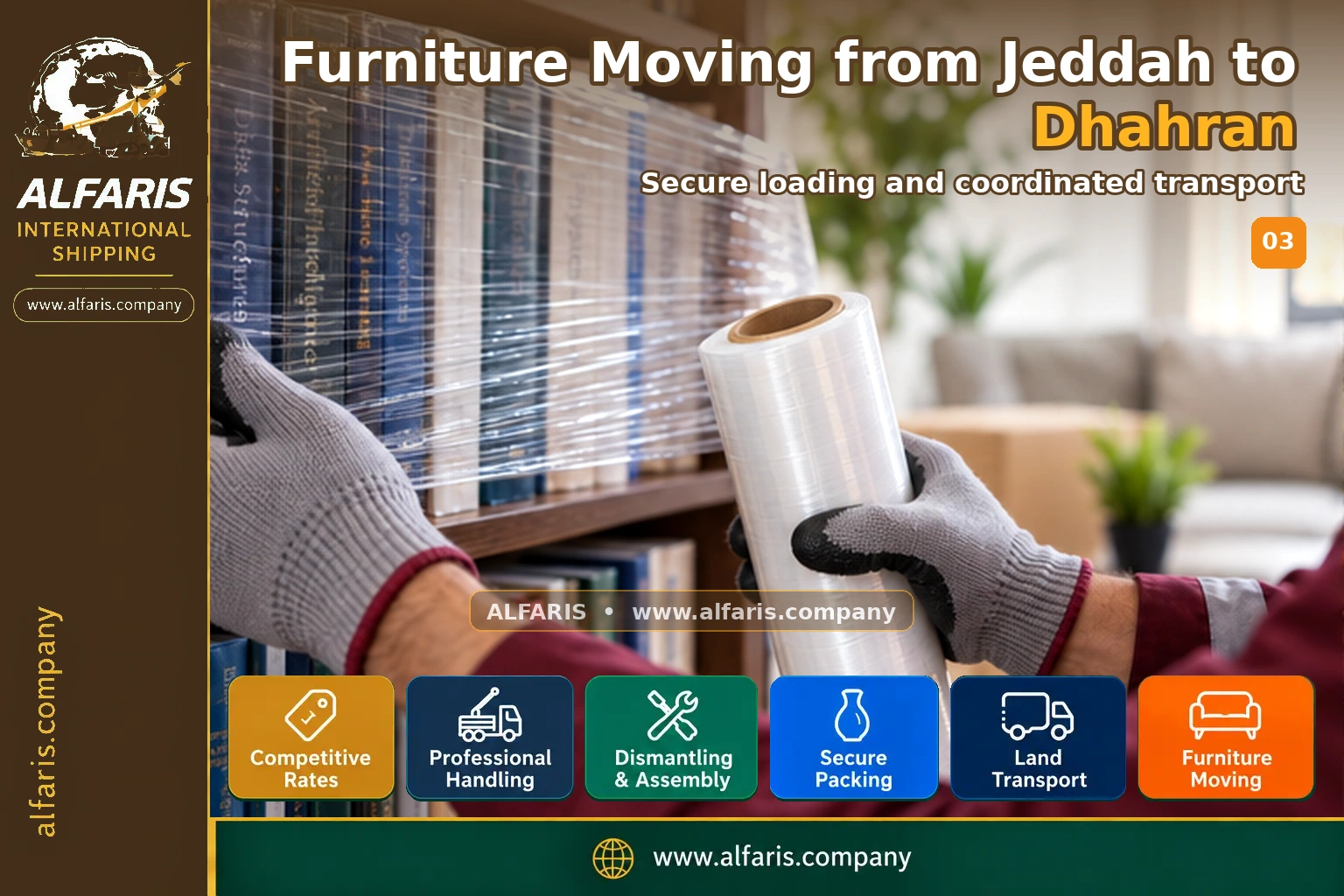 Furniture Moving from Jeddah to Dhahran — Vehicle loading and route coordination Furniture Moving from Jeddah to Dhahran — Vehicle loading and route coordination