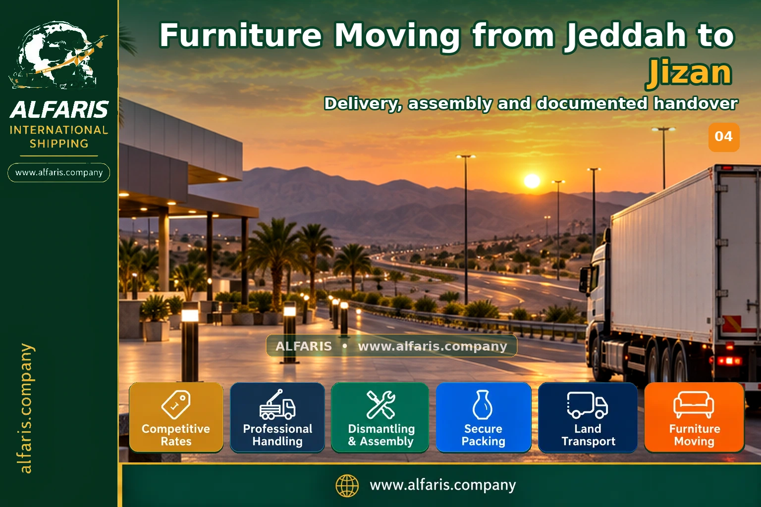 Furniture Moving from Jeddah to Jizan — Delivery, assembly and documented handover