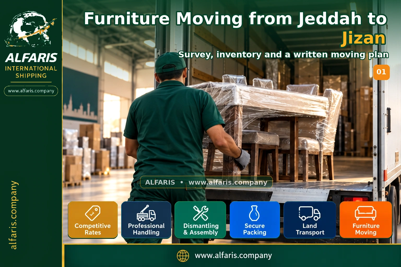 Furniture Moving from Jeddah to Jizan — survey and planning
