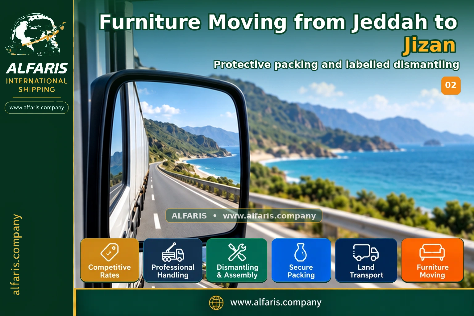 Furniture Moving from Jeddah to Jizan — Protective packing and labelled dismantling