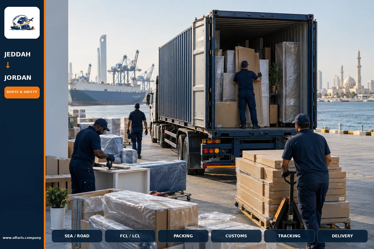 Furniture packaging for shipping to Jordan
