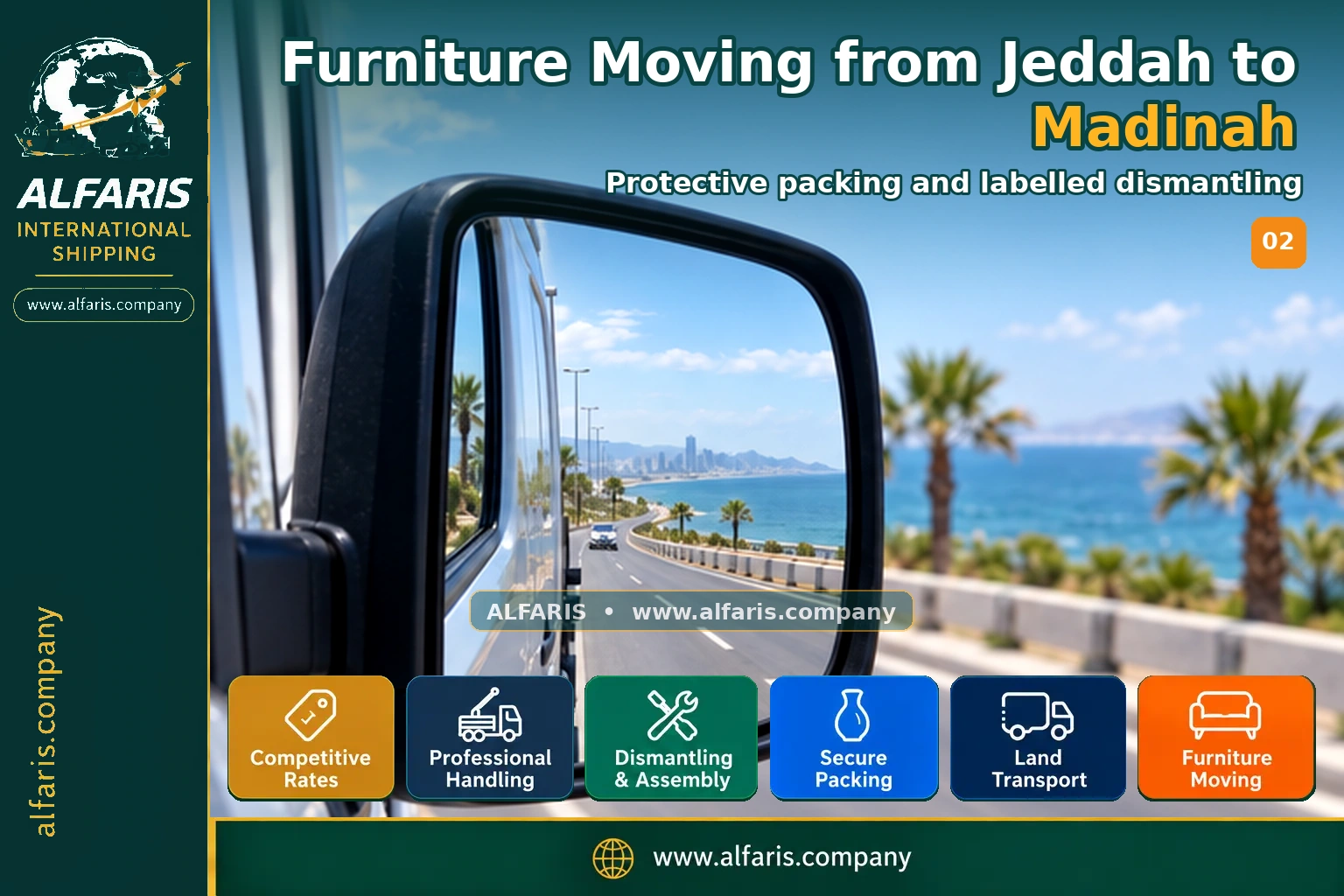 Furniture Moving from Jeddah to Madinah — Protective packing and labelled dismantling