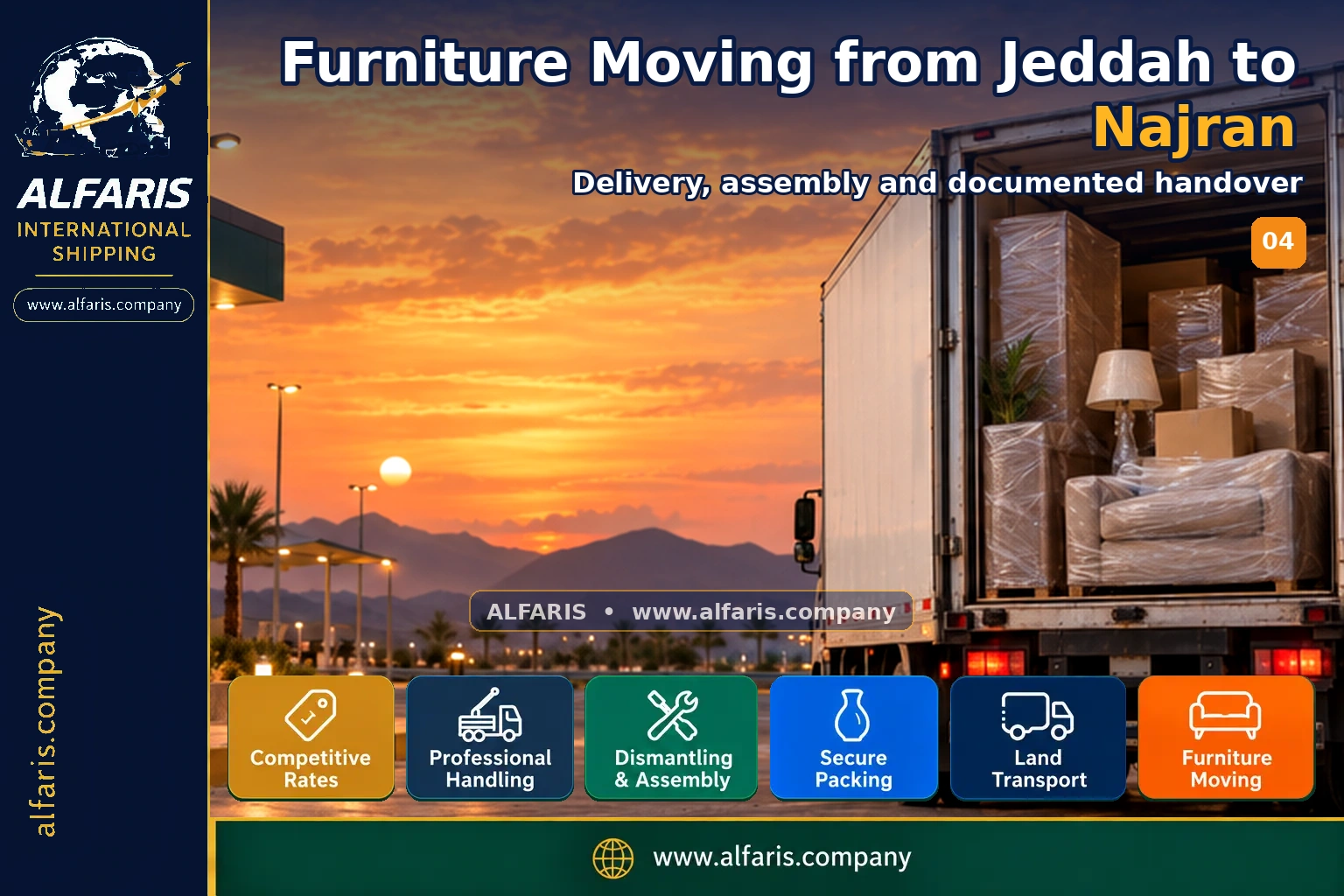 Furniture Moving from Jeddah to Najran — Delivery, assembly and documented handover Furniture Moving from Jeddah to Najran — Delivery, assembly and documented handover