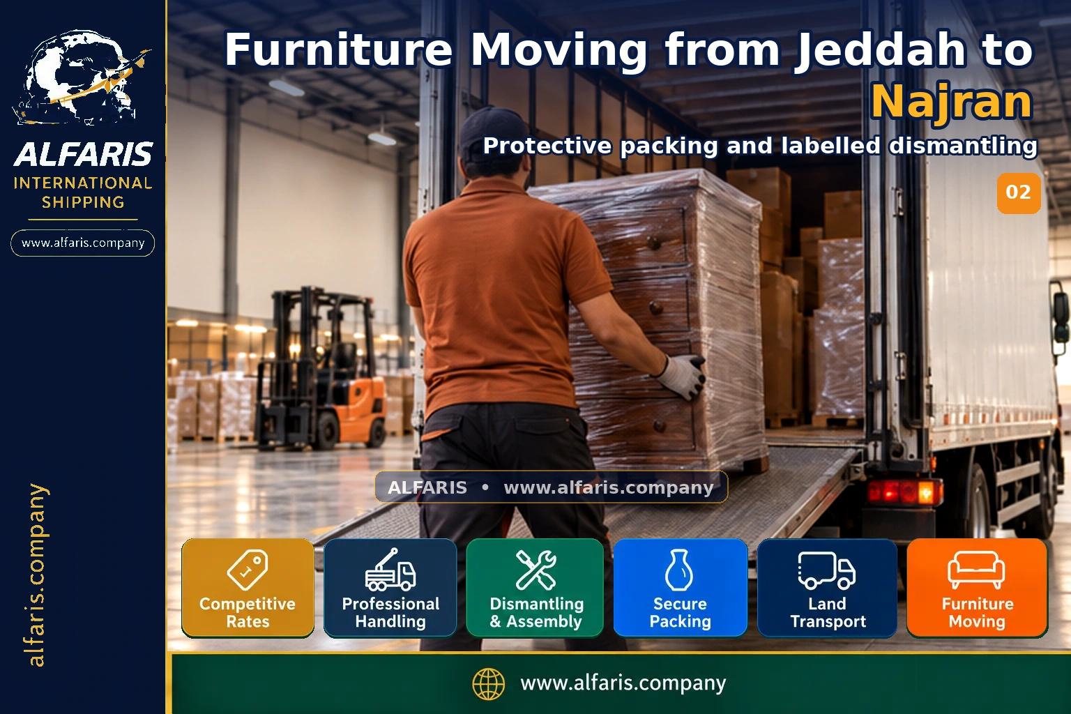 Furniture Moving from Jeddah to Najran — Protective packing and labelled dismantling Furniture Moving from Jeddah to Najran — Protective packing and labelled dismantling
