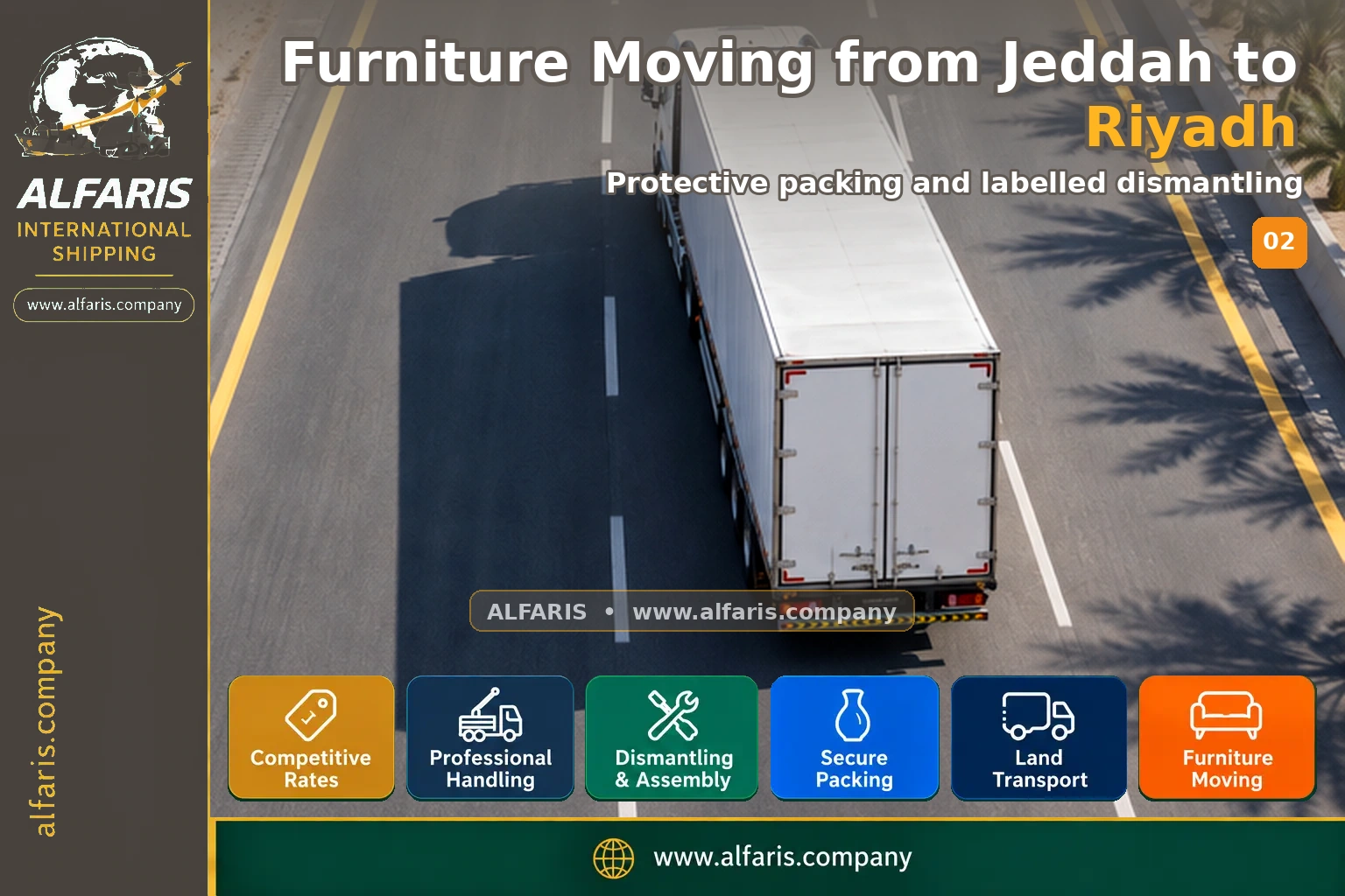 Furniture Moving from Jeddah to Riyadh — Protective packing and labelled dismantling