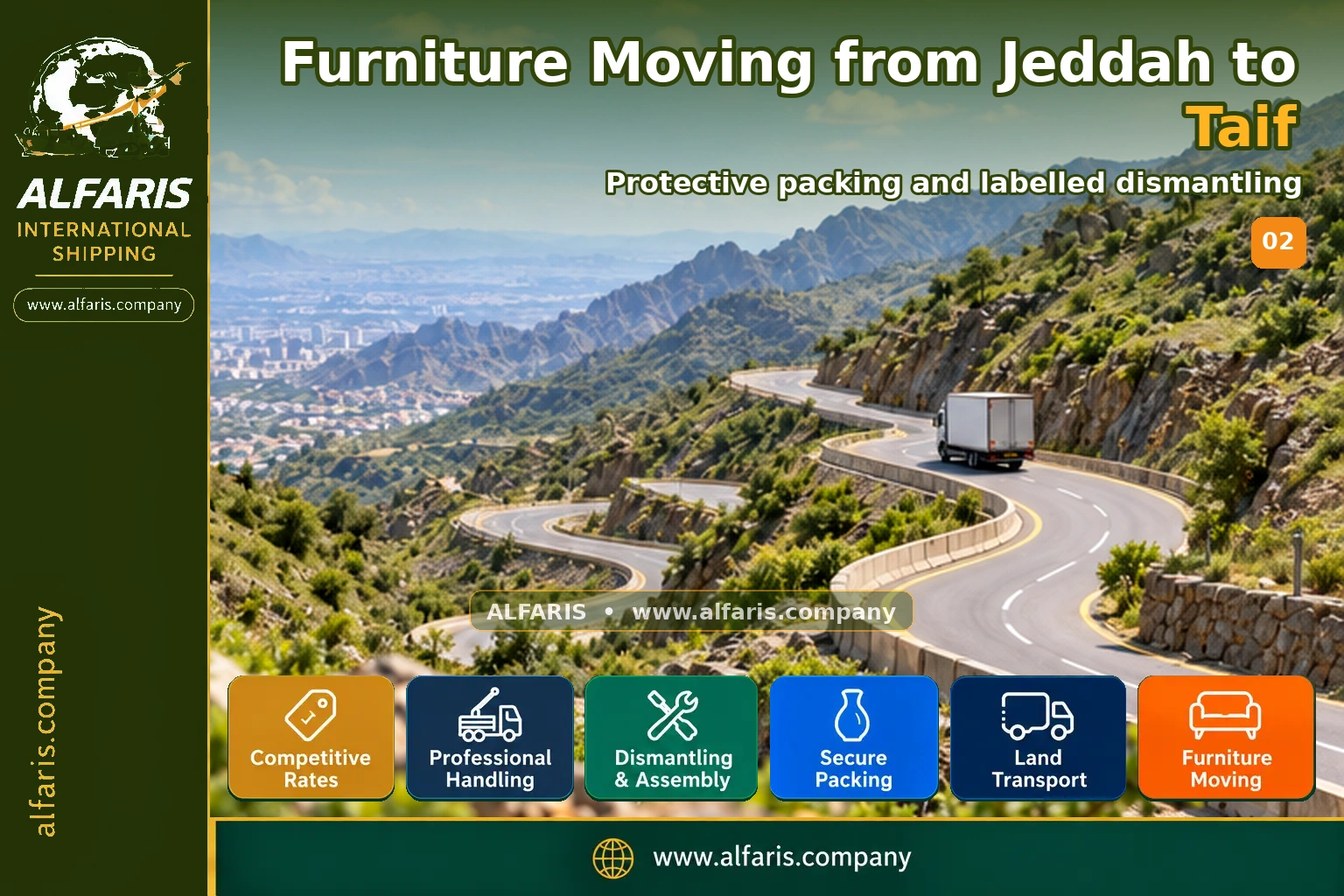 Furniture Moving from Jeddah to Taif — Protective packing and labelled dismantling