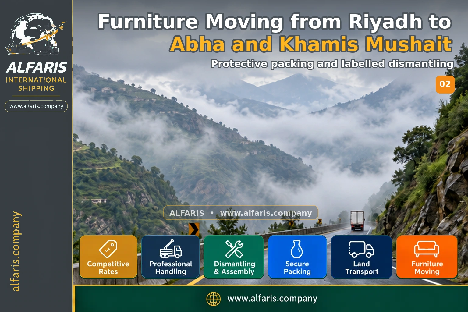 Furniture Moving from Riyadh to Abha and Khamis Mushait — Protective packing and labelled dismantling