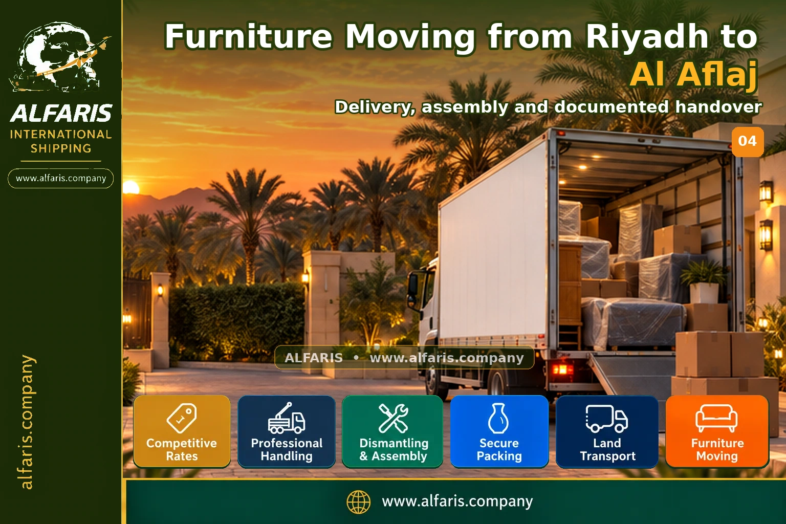 Furniture Moving from Riyadh to Al Aflaj — Delivery, assembly and documented handover Furniture Moving from Riyadh to Al Aflaj — Delivery, assembly and documented handover