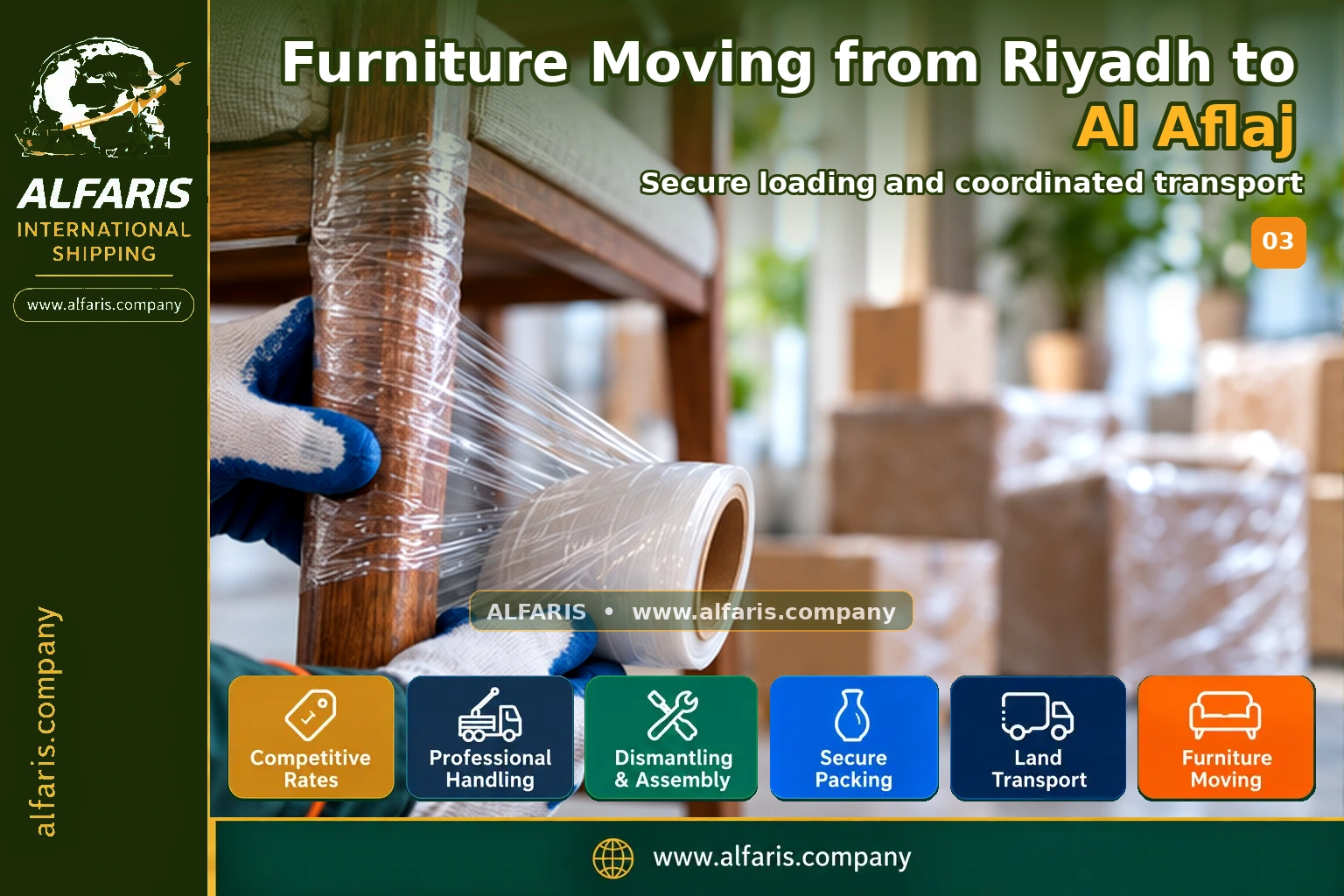 Furniture Moving from Riyadh to Al Aflaj — Vehicle loading and route coordination Furniture Moving from Riyadh to Al Aflaj — Vehicle loading and route coordination