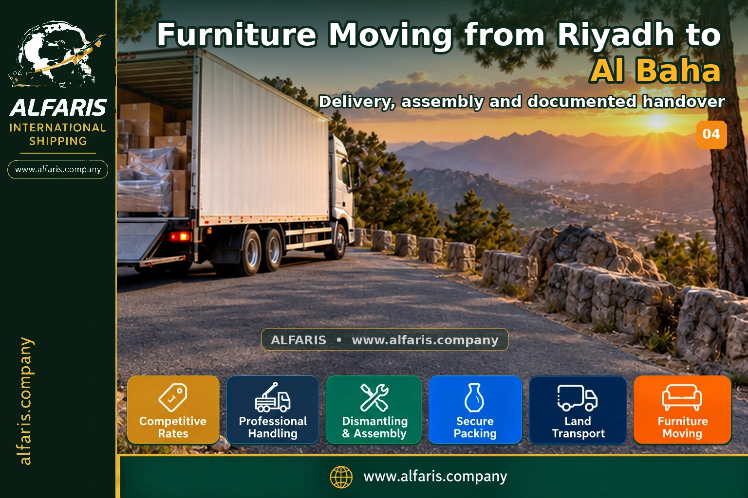 Furniture Moving from Riyadh to Al Baha — Delivery, assembly and documented handover