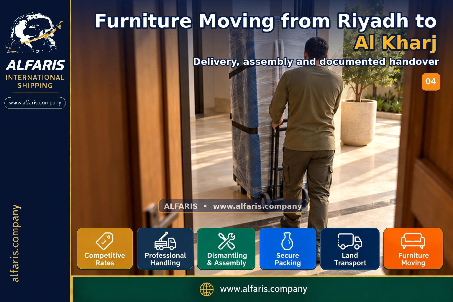 Furniture Moving from Riyadh to Al Kharj — Delivery, assembly and documented handover