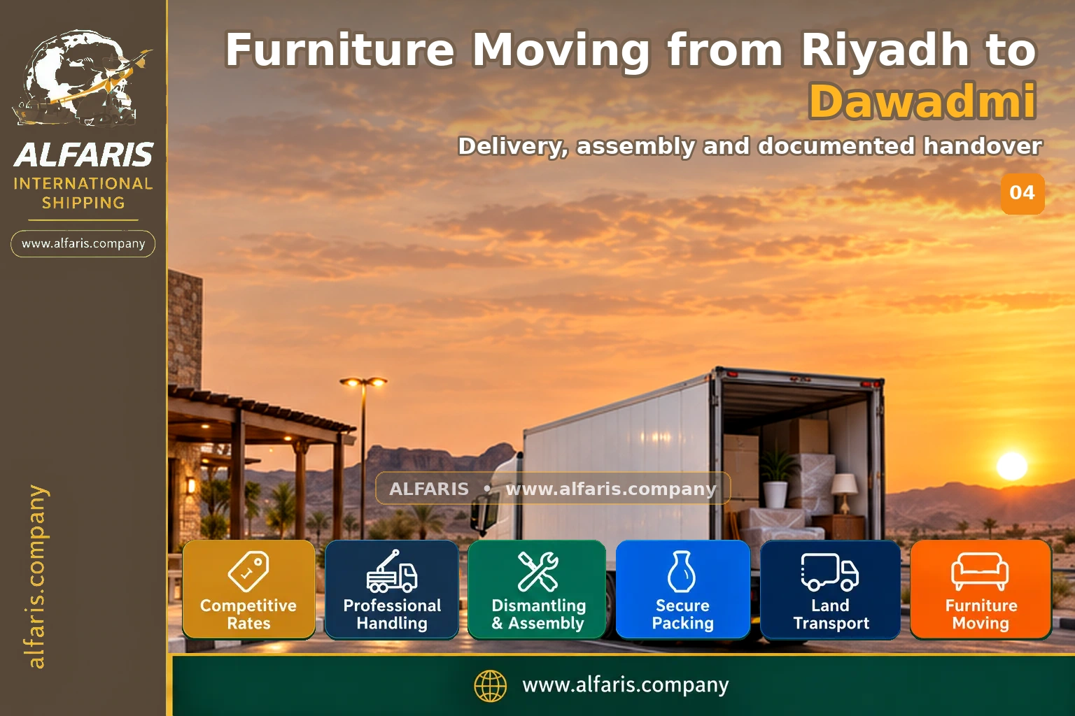 Furniture Moving from Riyadh to Dawadmi — Delivery, assembly and documented handover Furniture Moving from Riyadh to Dawadmi — Delivery, assembly and documented handover