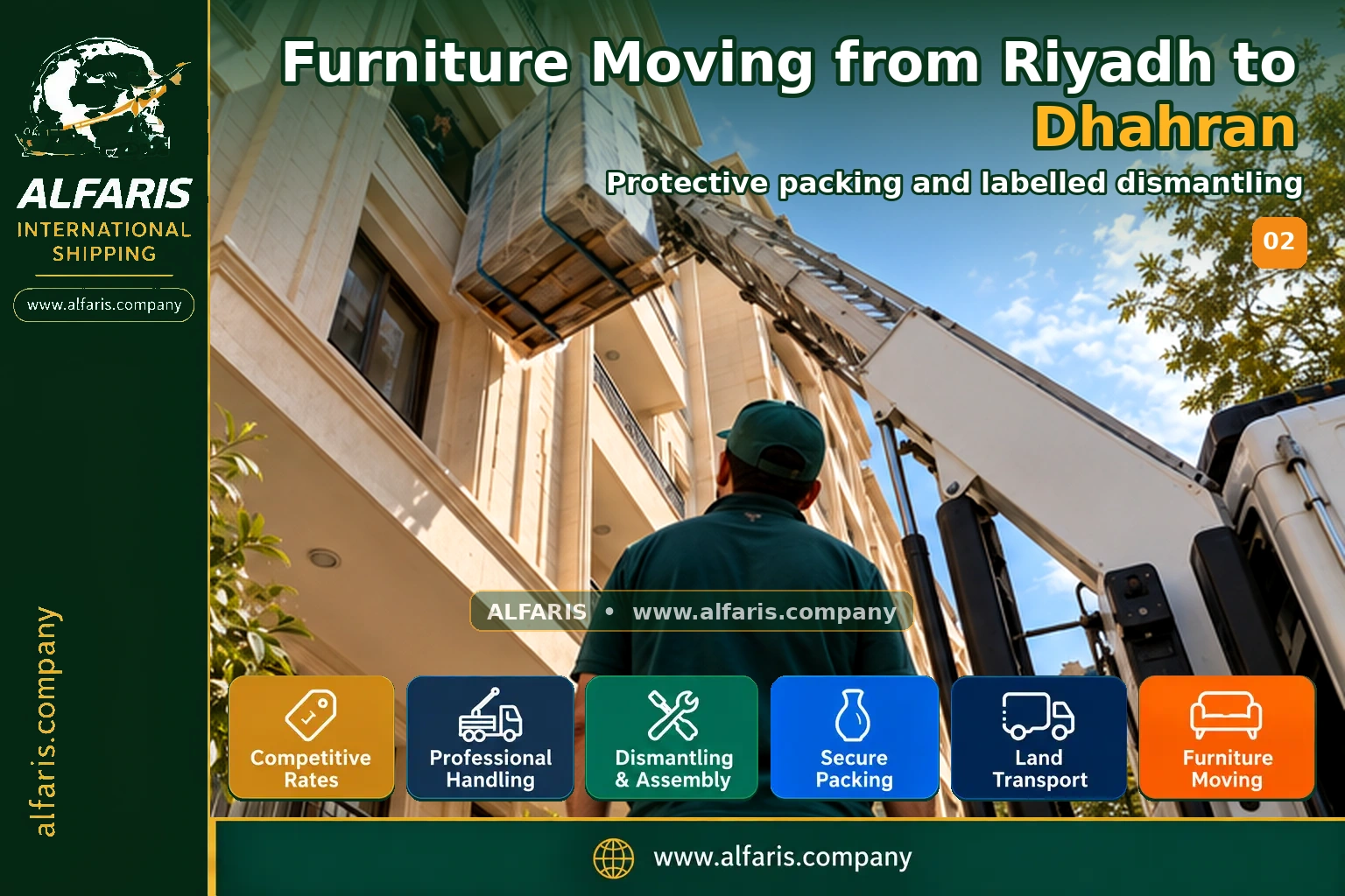 Furniture Moving from Riyadh to Dhahran — Protective packing and labelled dismantling