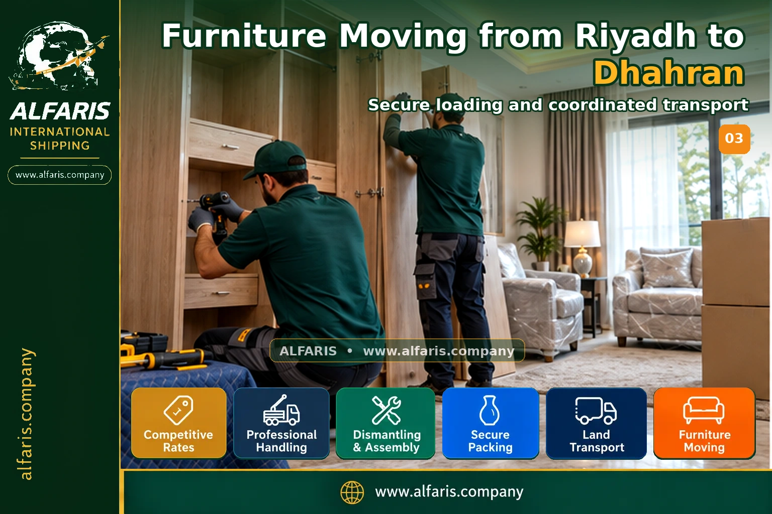 Furniture Moving from Riyadh to Dhahran — Vehicle loading and route coordination