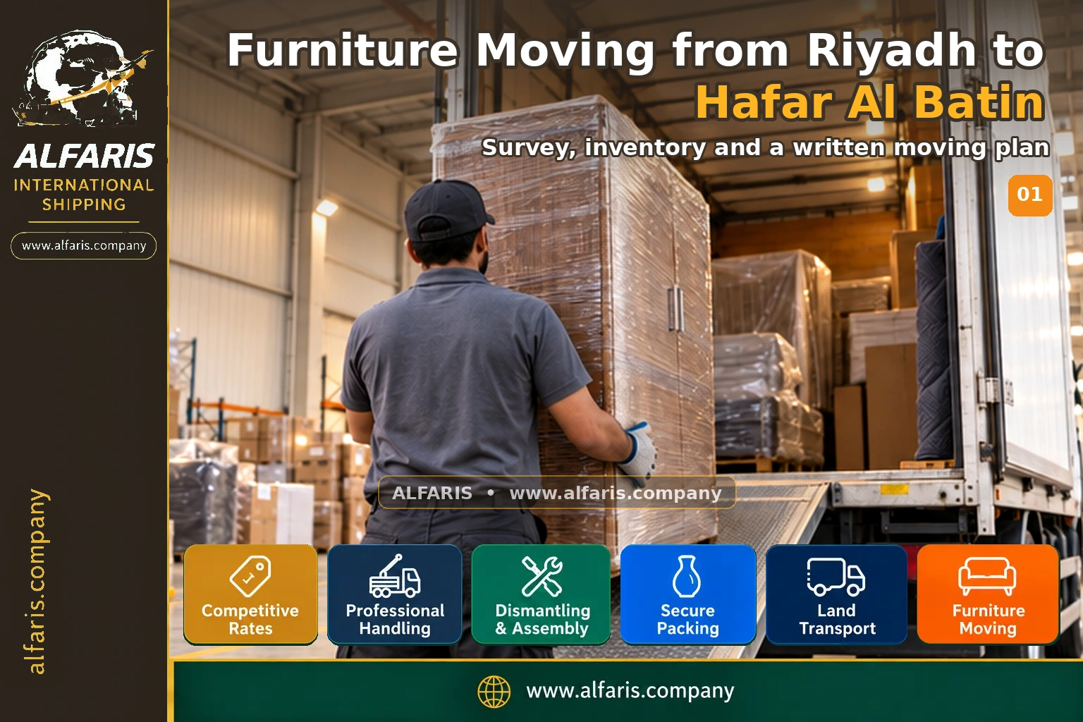 Furniture Moving from Riyadh to Hafar Al Batin — survey and planning
