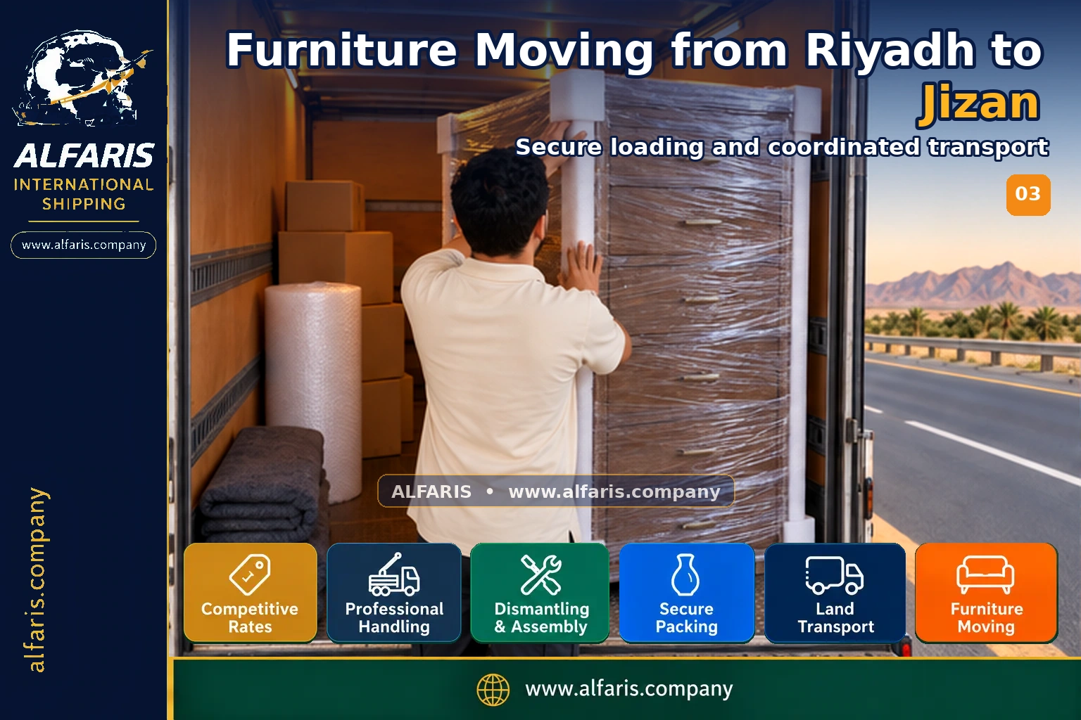 Furniture Moving from Riyadh to Jizan — Vehicle loading and route coordination