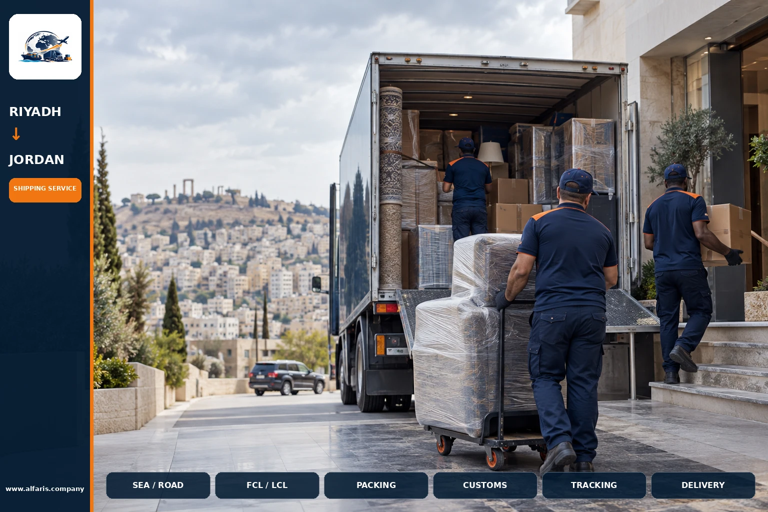 Furniture moving from riyadh to jordan — service overview
