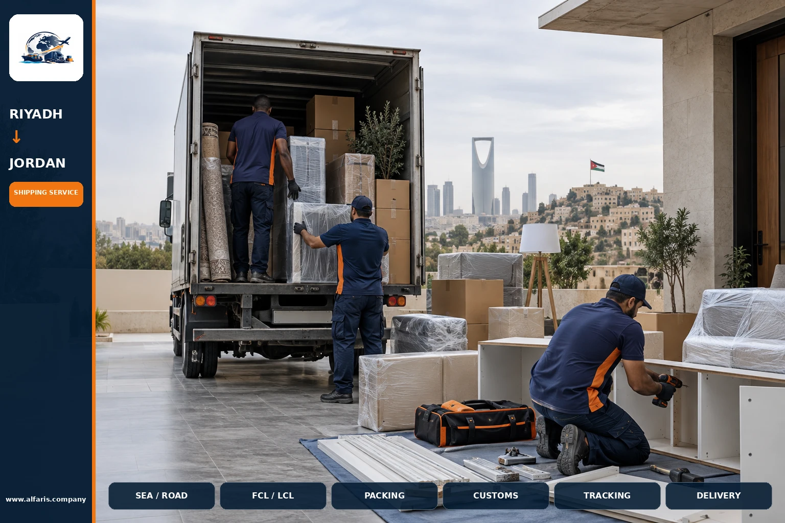 Furniture moving from riyadh to jordan — service overview