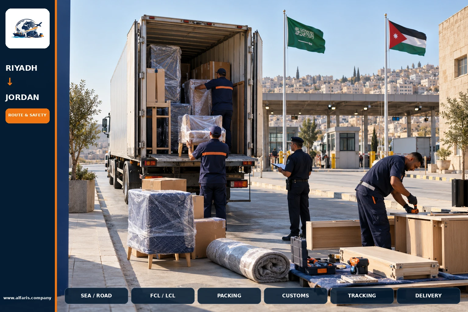 Furniture packaging for shipping to Jordan
