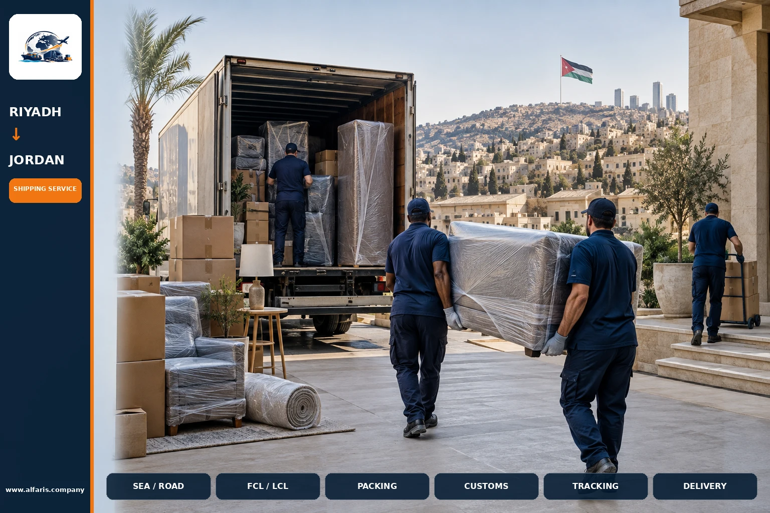 Furniture moving from riyadh to jordan — service overview