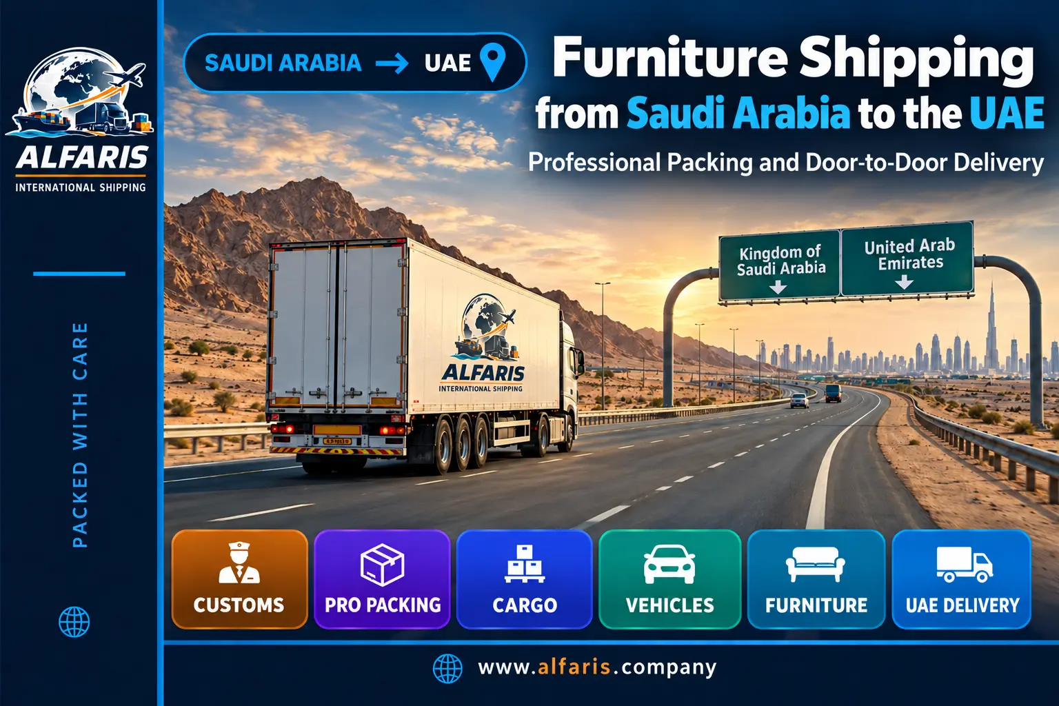 Packaging and transporting furniture from Saudi Arabia to the UAE with Alfaris International Shipping Company