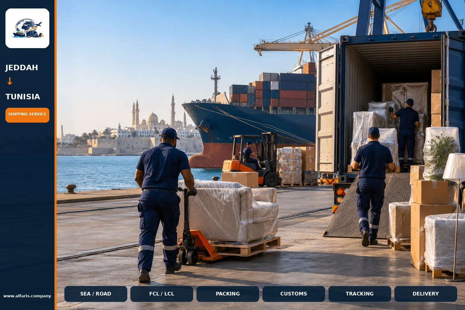 Furniture shipping from jeddah to tunisia — service overview