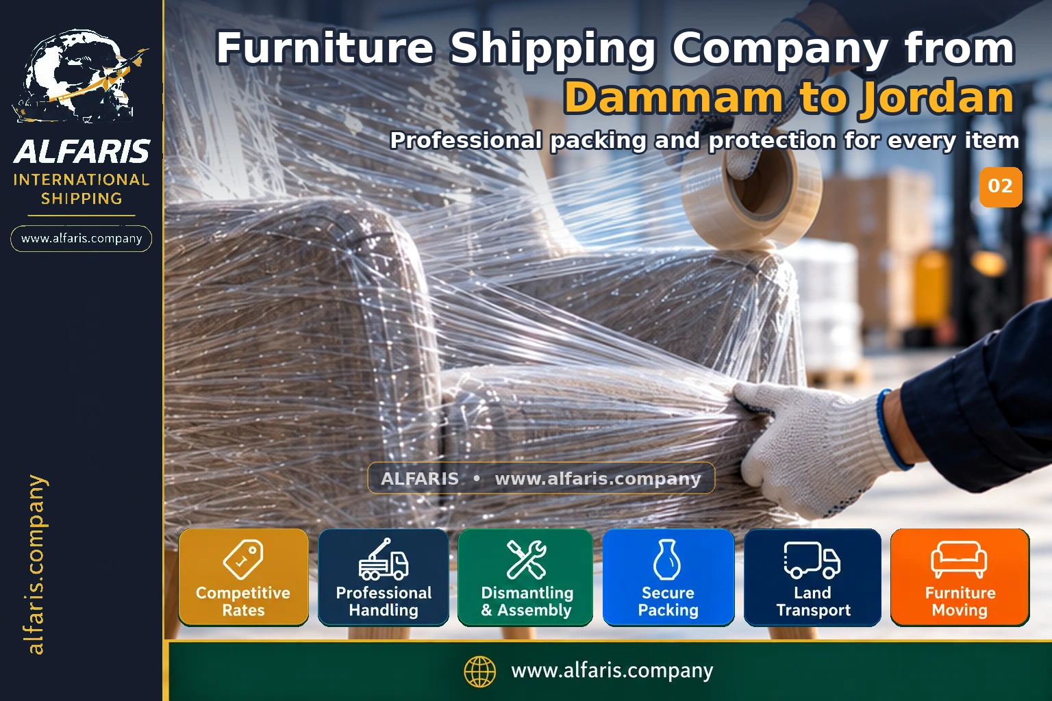 The shipping route from Dammam to Jordan is via the approved route at the time of implementation or a suitable destination gateway The shipping route from Dammam to Jordan is via the approved route at the time of implementation or a suitable destination gateway