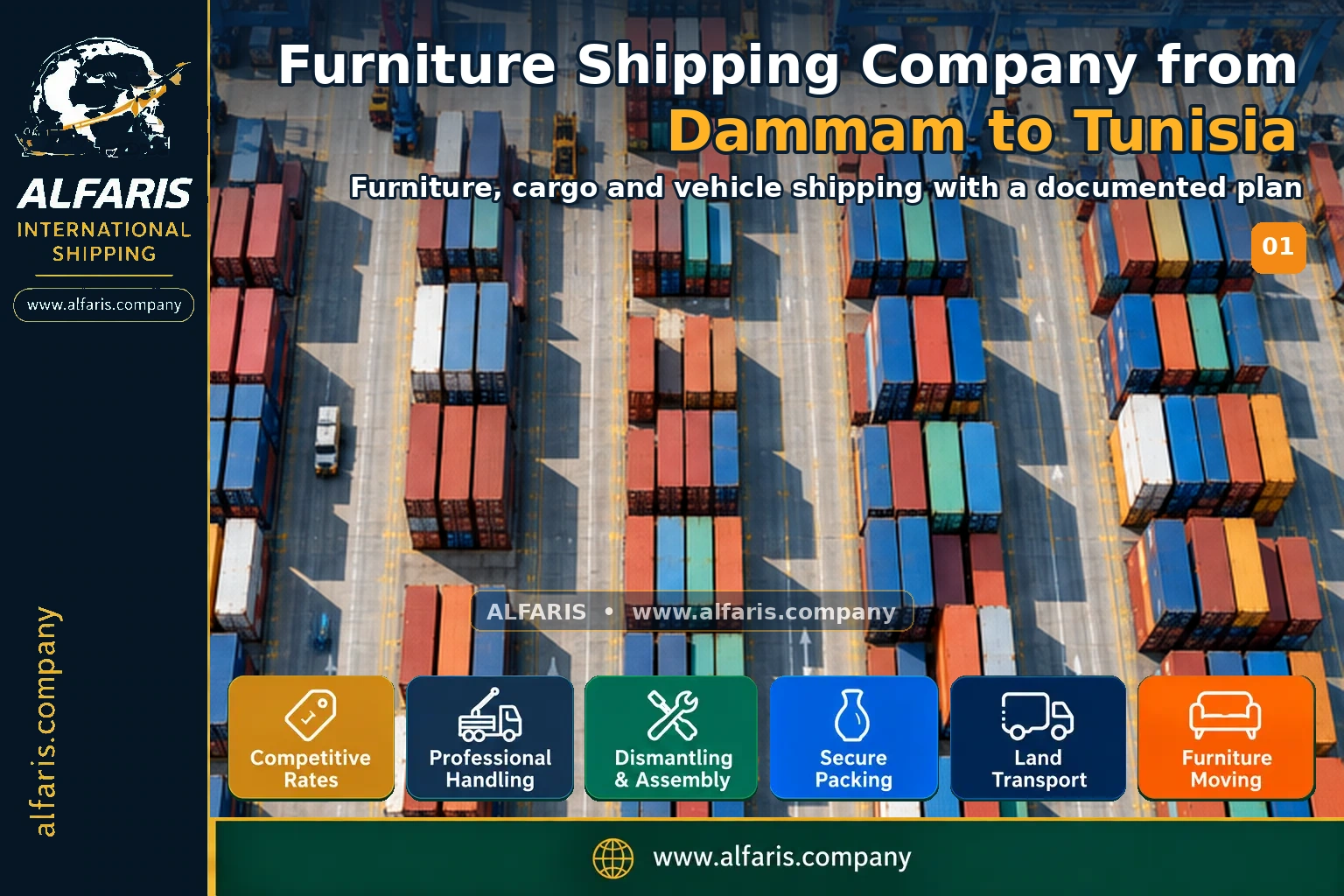 Furniture shipping from dammam to tunisia — service overview