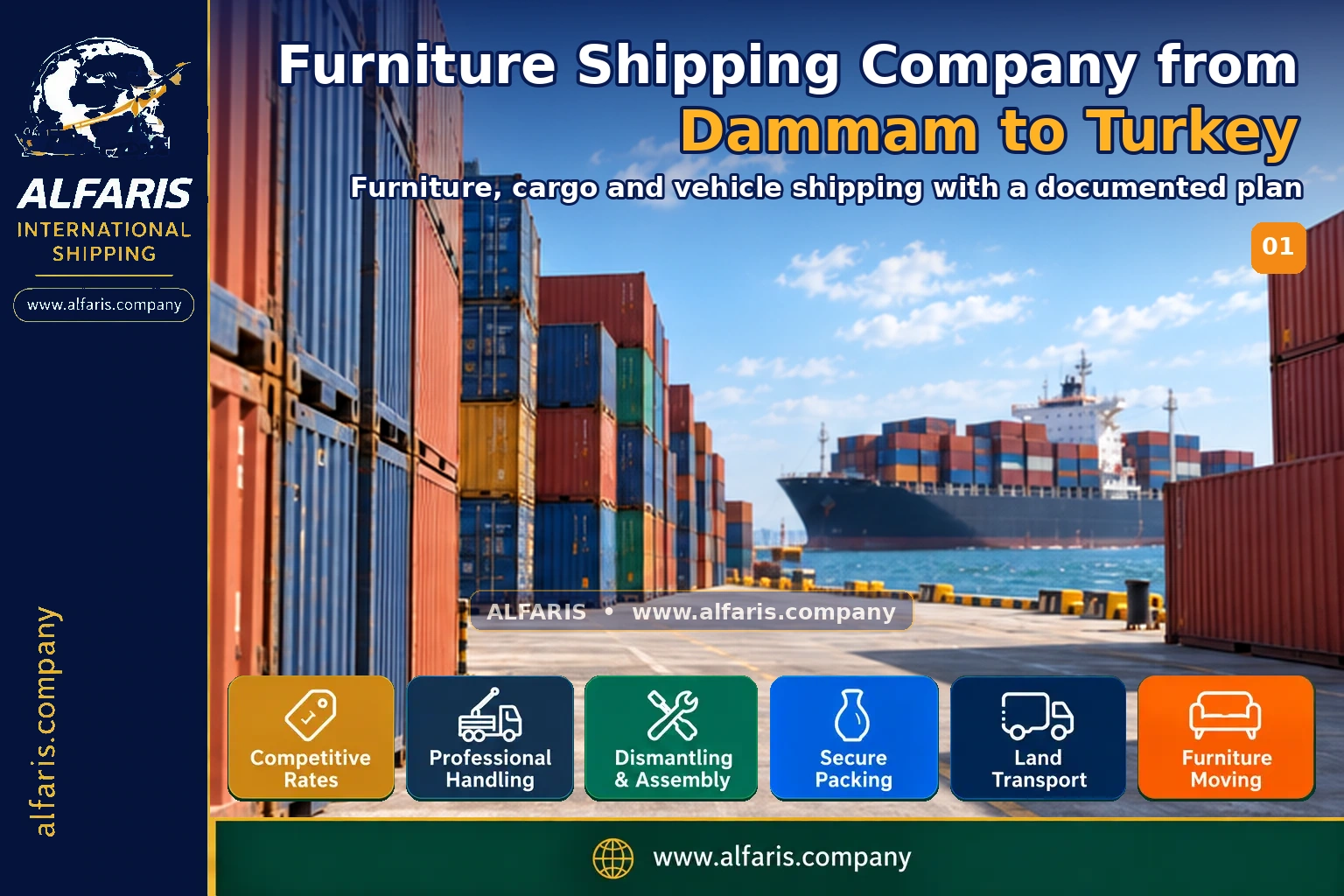 Furniture shipping from dammam to turkey — service overview