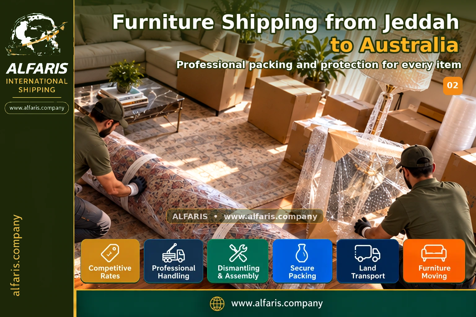 The shipping route from Jeddah to Australia is via the approved route at the time of implementation or a suitable destination gateway