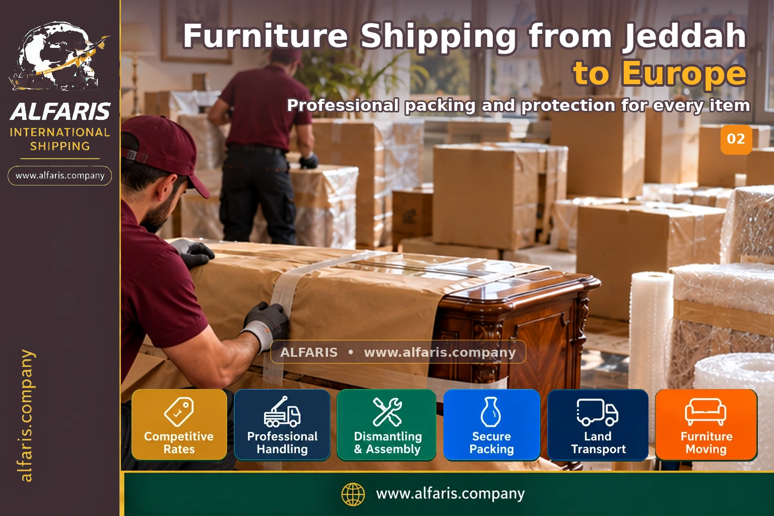 The shipping route from Jeddah to Europe is via the approved route at the time of implementation or a suitable destination gateway