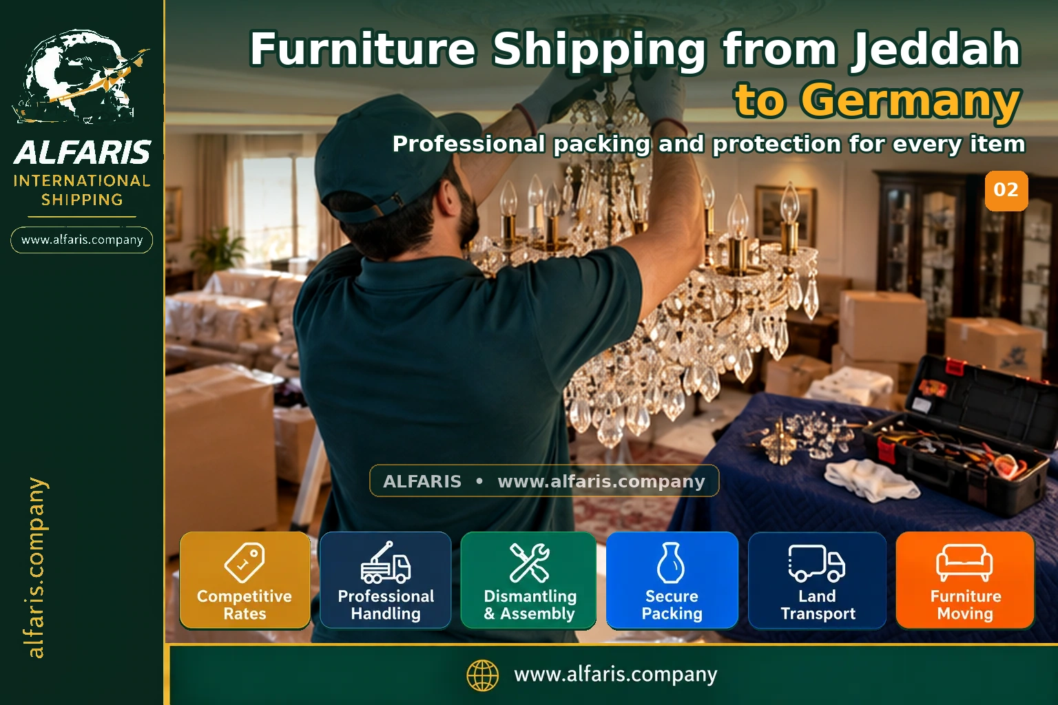 The shipping route from Jeddah to Germany is via the approved route at the time of implementation or a suitable destination gateway