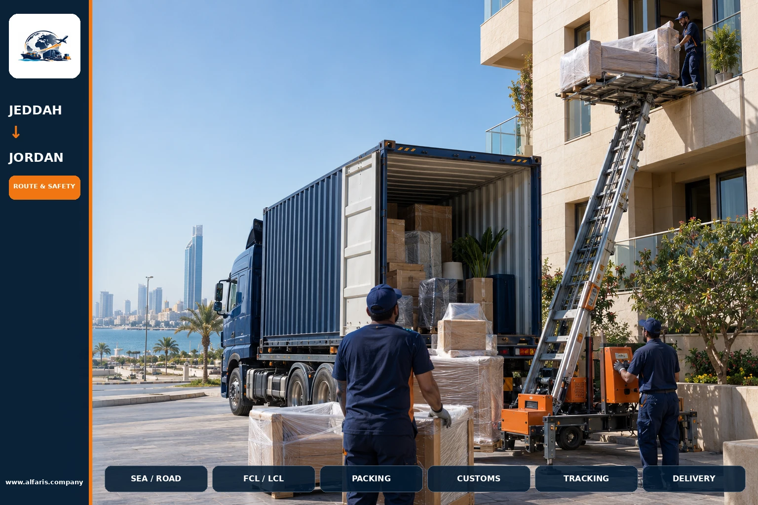 Furniture packaging for shipping to Jordan
