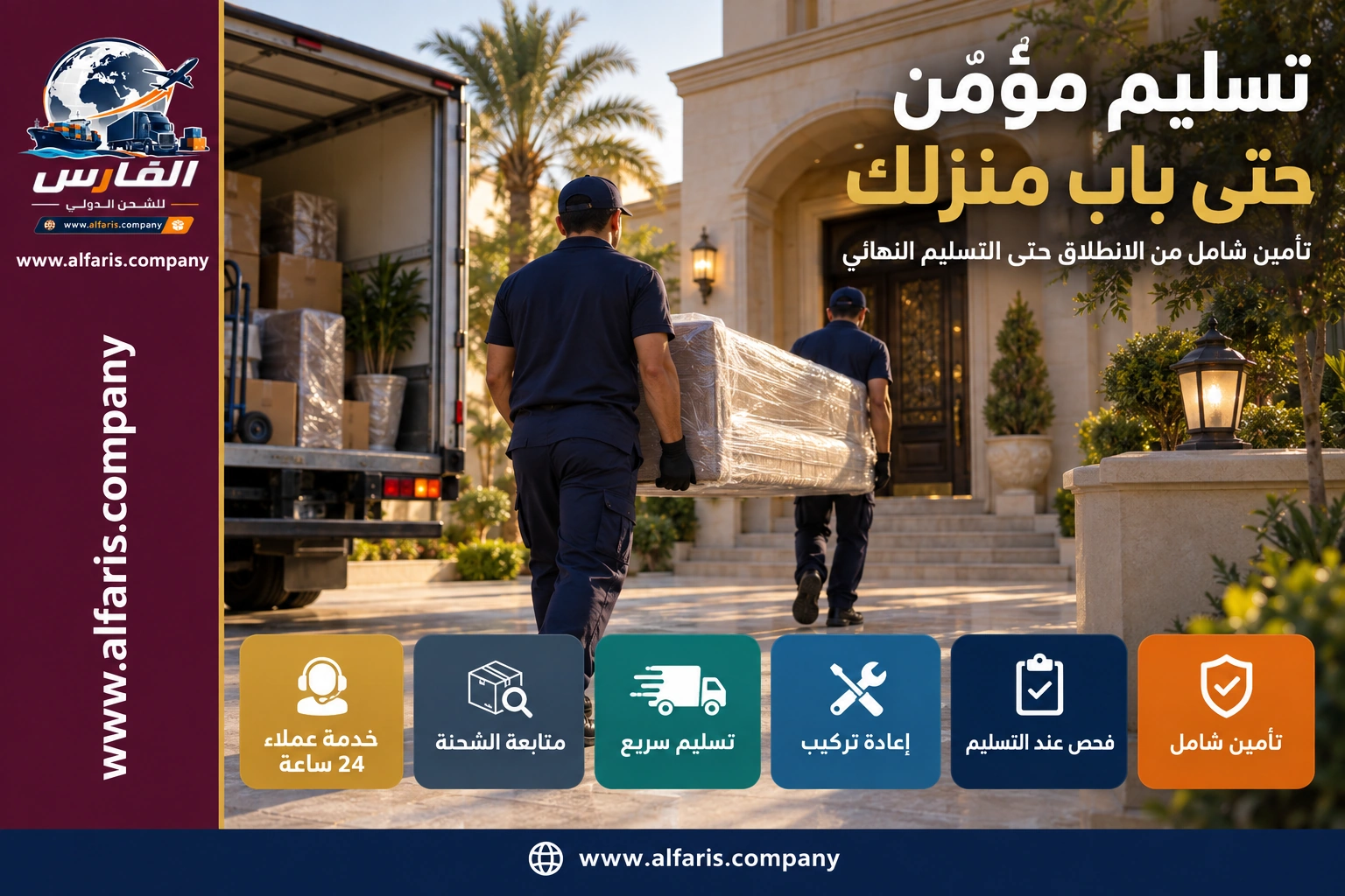 تسليم الشحنة المؤمّنة حتى باب المنزل في الأردن